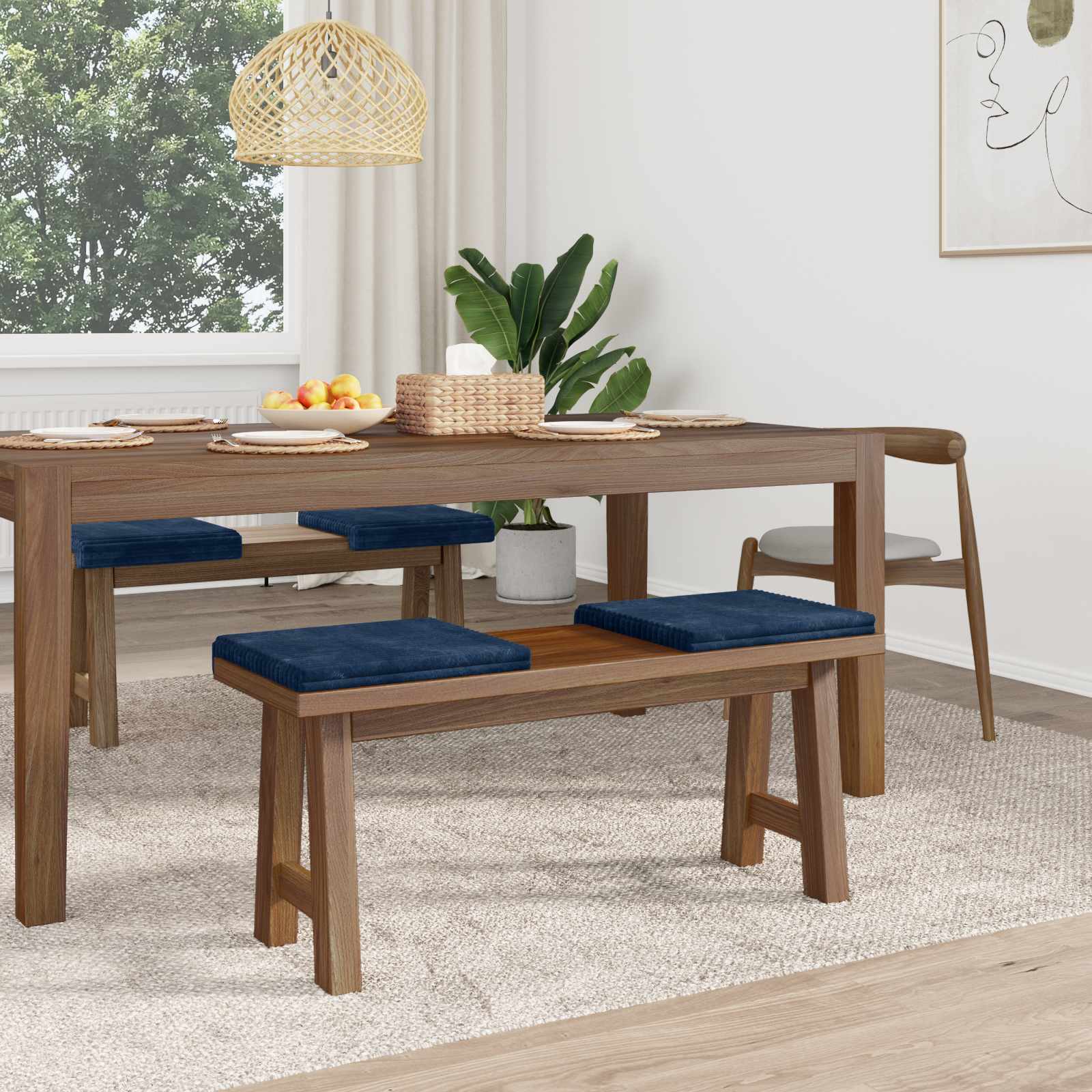 Suoliuko pagalvė 4 pcs Pūkuota korduroja Jūrinė mėlyna