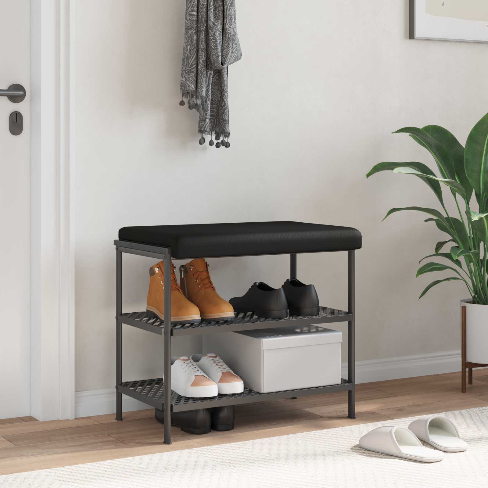 Suoliuko pagalvė Dirbtinė oda Juoda Gylis 35 cm