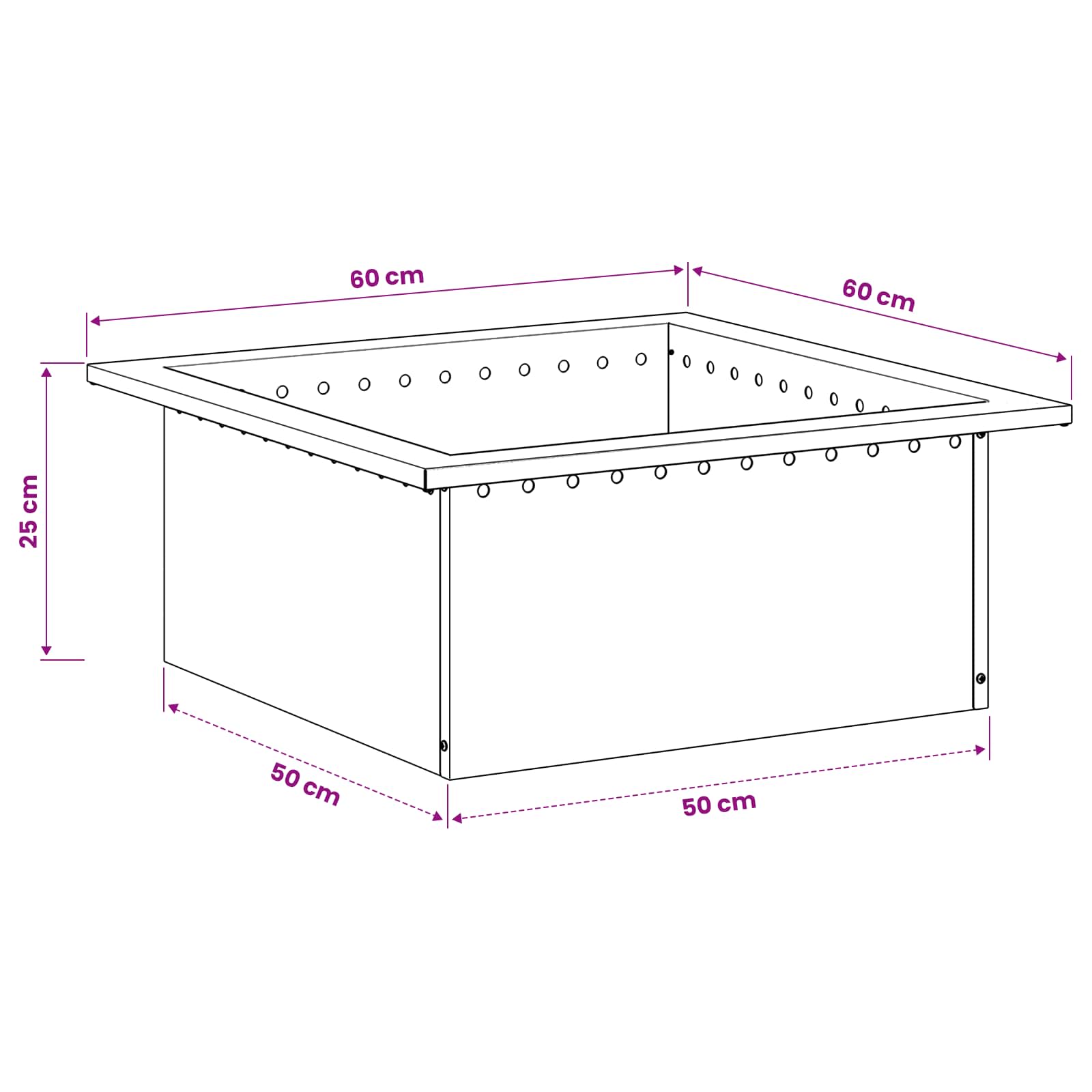 Laužavietės žiedas Juoda 60 x 60 x 25 cm Plienas