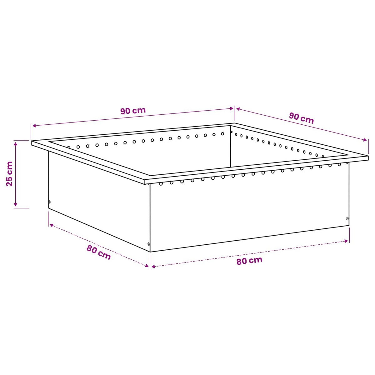 Laužavietės žiedas Juoda 90 x 90 x 25 cm Plienas