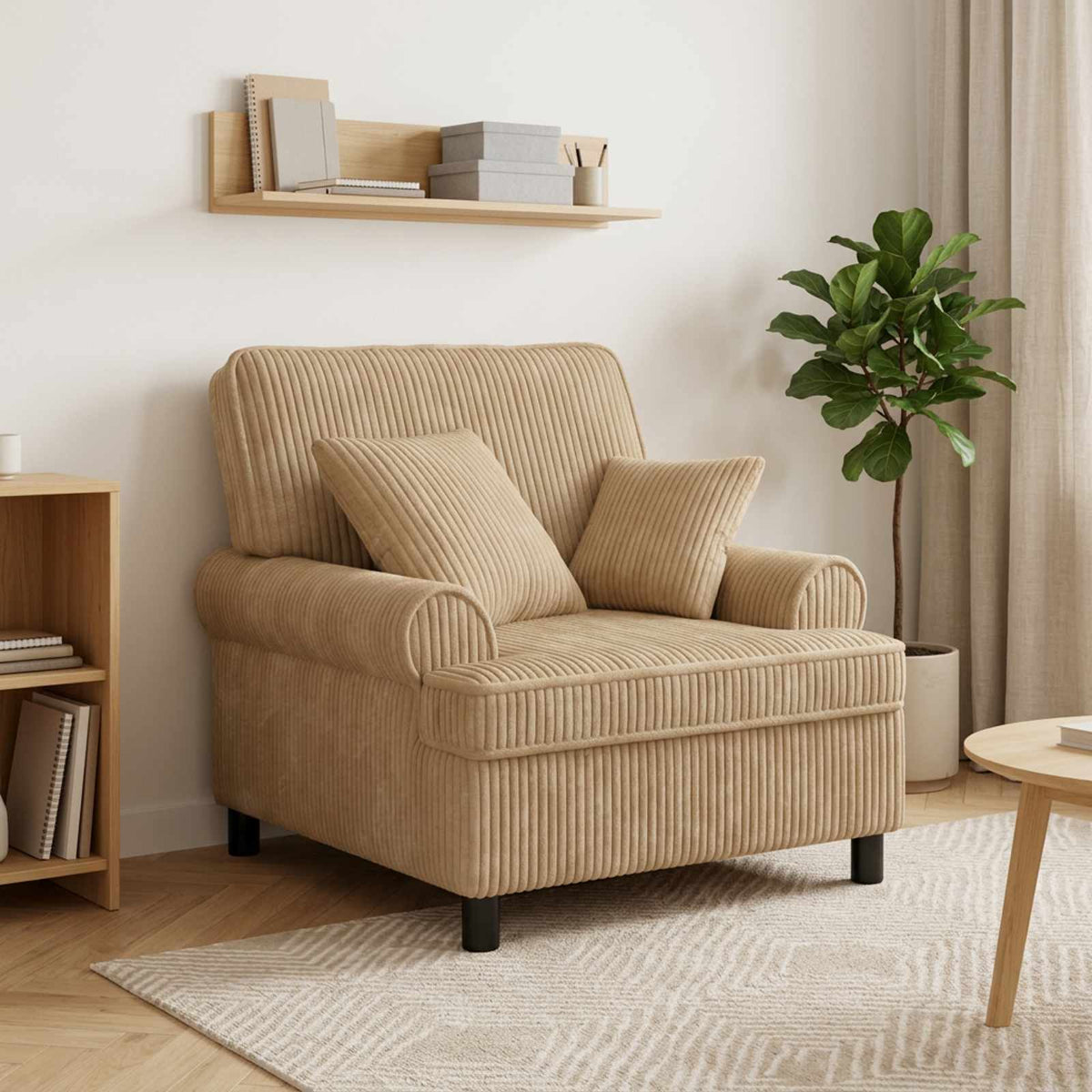 XL fotelis su pagalvėlėmis Taupe 1,5 Eilutės Audinys