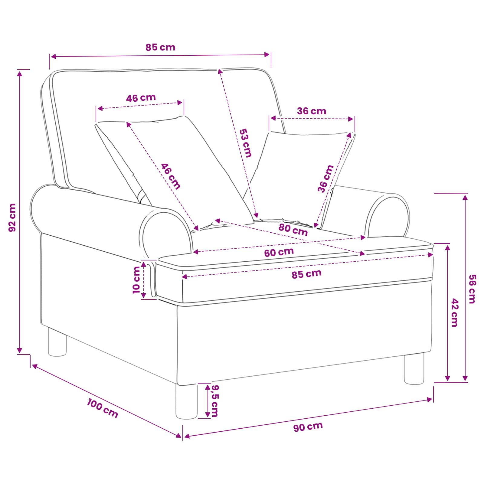 XL fotelis su pagalvėlėmis Vyno raudona Audinys