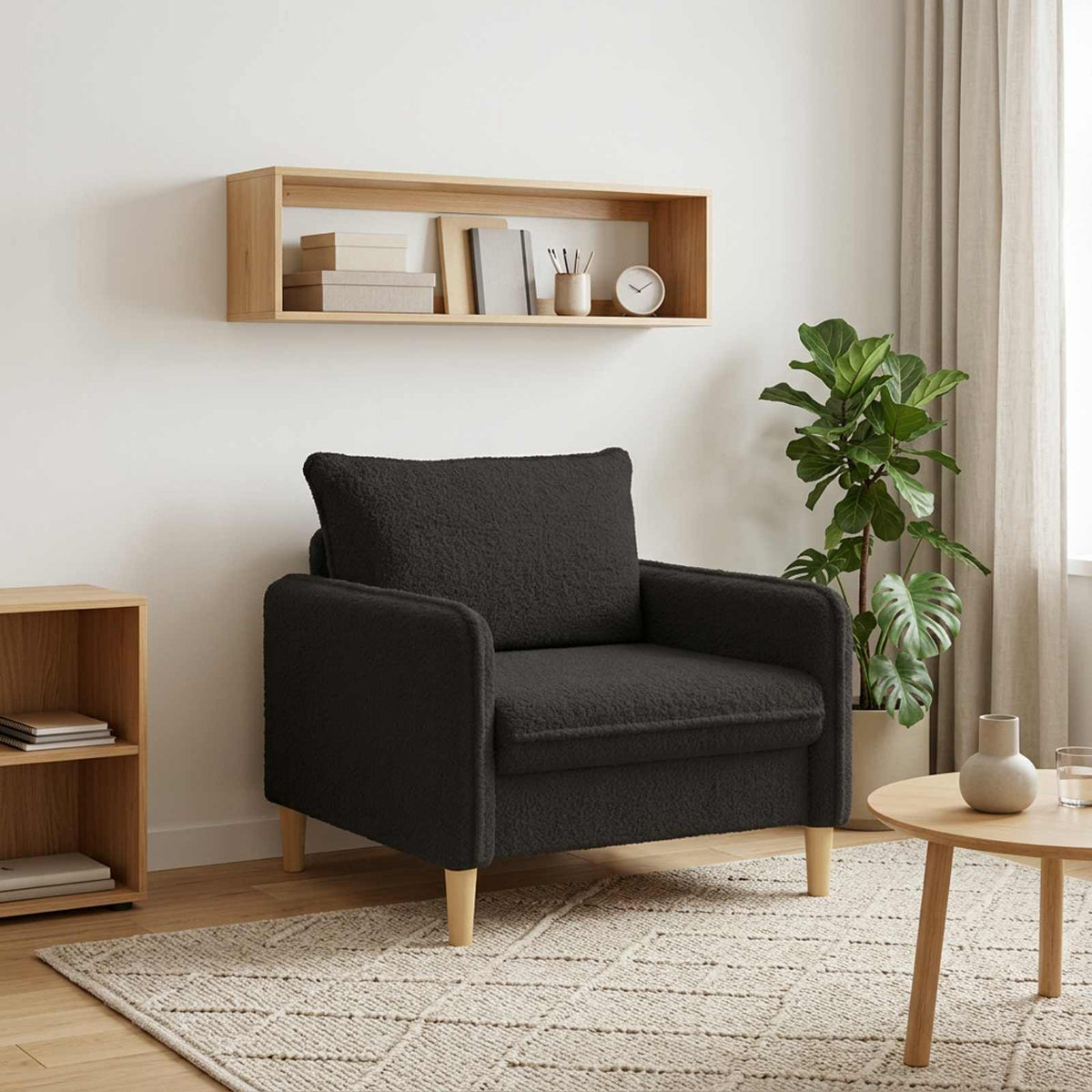 XL fotelis Juoda Bouclé