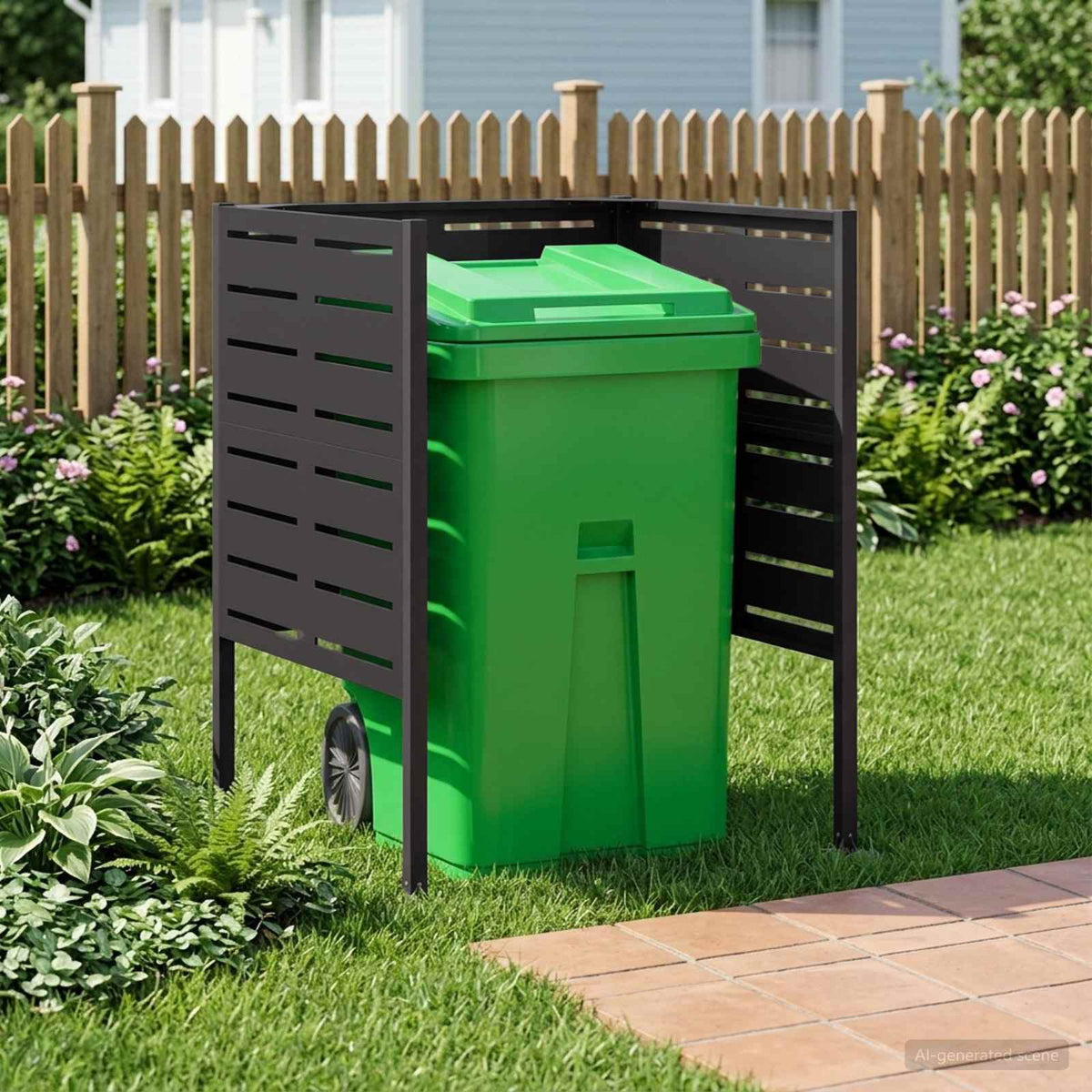 Atliekų konteinerio ekranas 85 x 85 x 113 cm Plienas Juoda