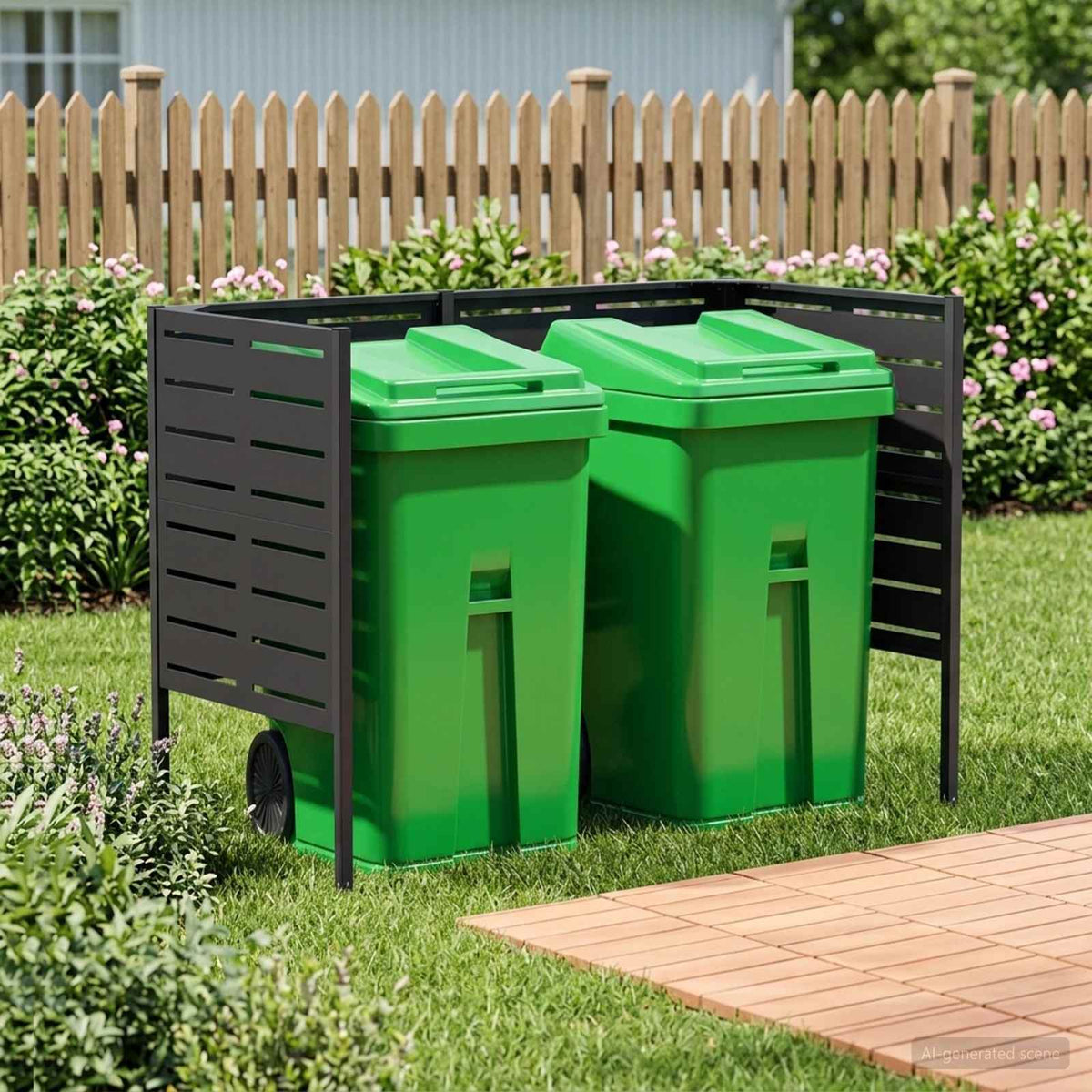 Atliekų konteinerio ekranas 167 x 85 x 113 cm Plienas Juoda
