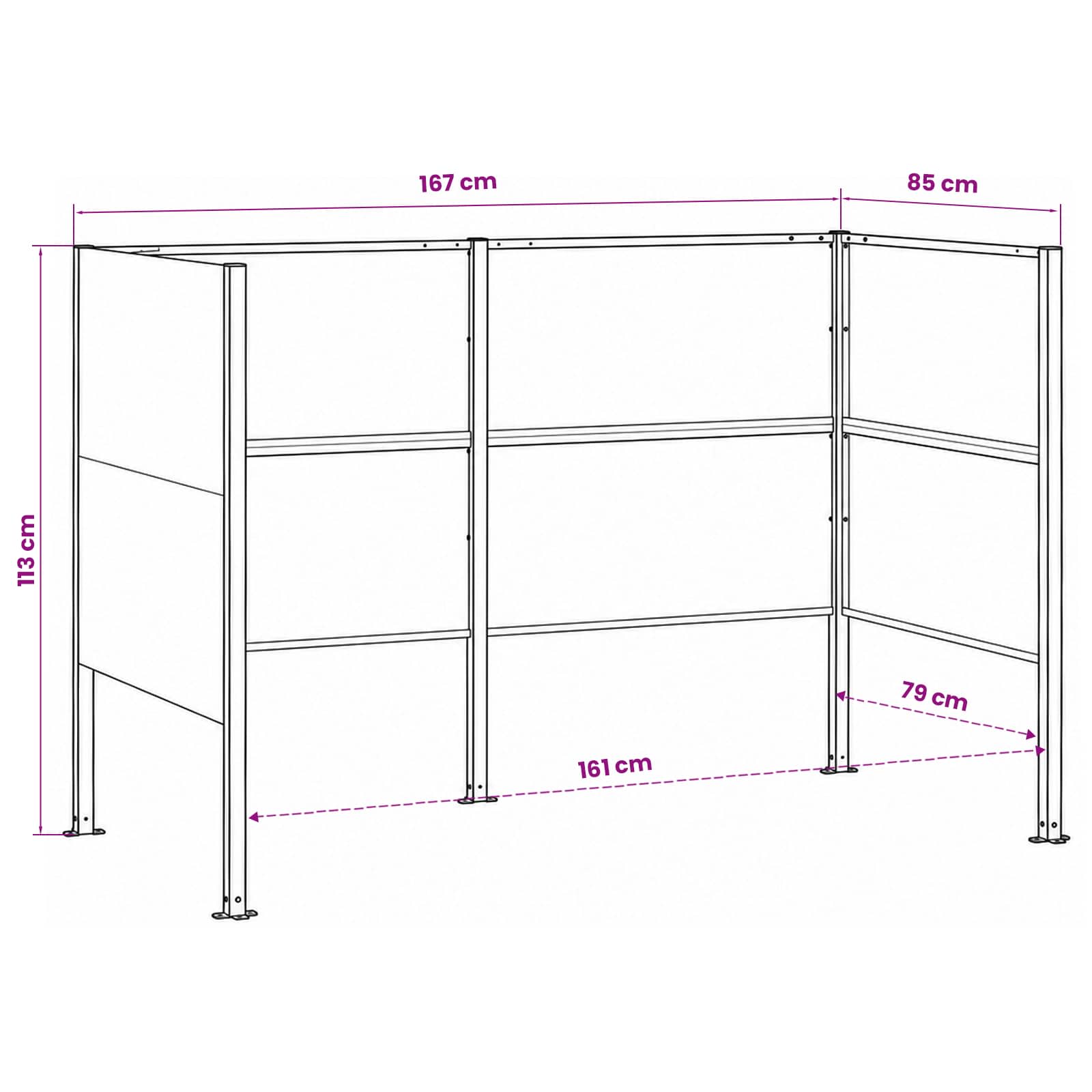 Atliekų konteinerio ekranas 167 x 85 x 113 cm Plienas Antracito