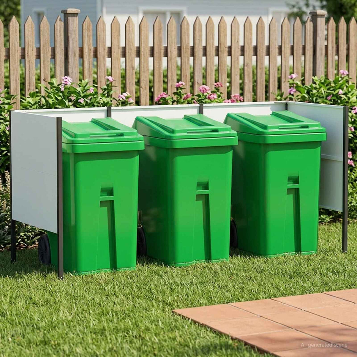 Atliekų konteinerio ekranas 249 x 85 x 113 cm Plienas Balta