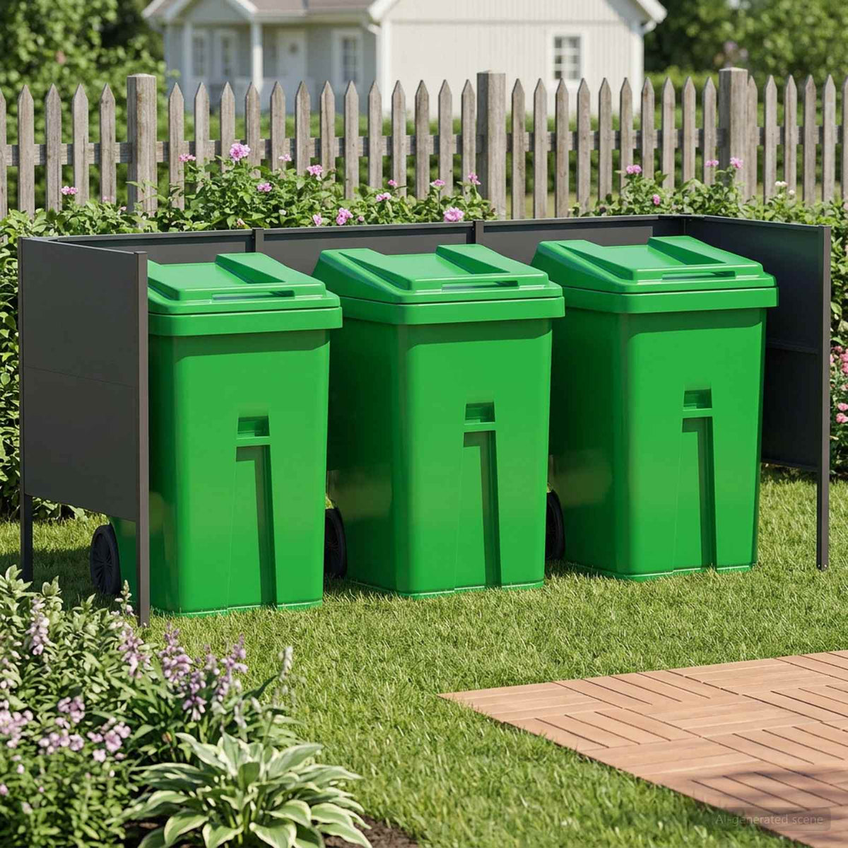 Atliekų konteinerio ekranas 249 x 85 x 113 cm Plienas Antracito