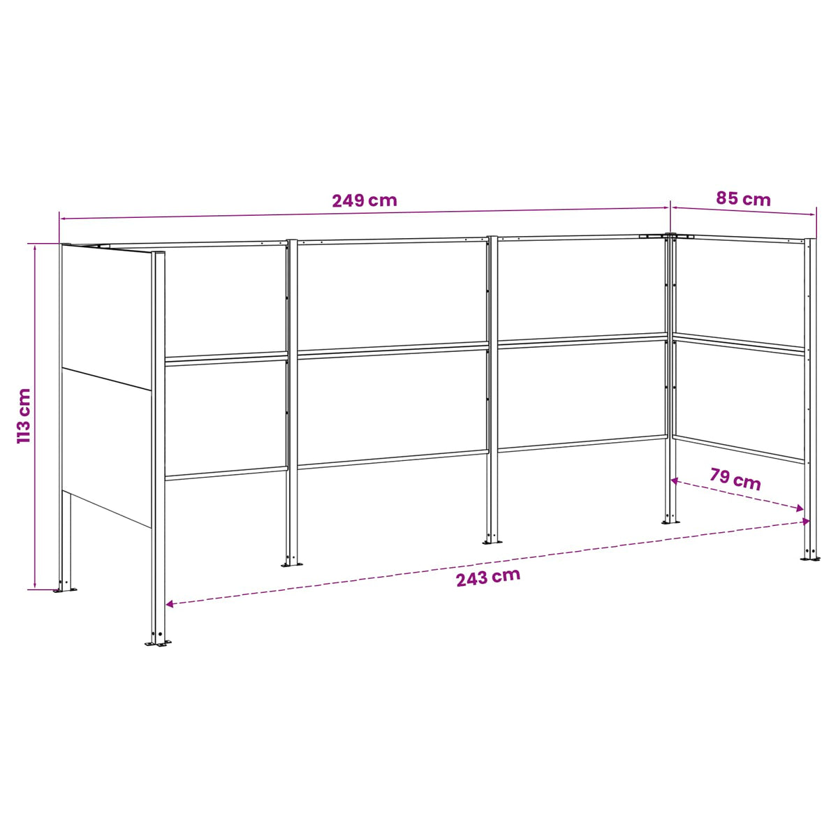 Atliekų konteinerio ekranas 249 x 85 x 113 cm Rūdijanti