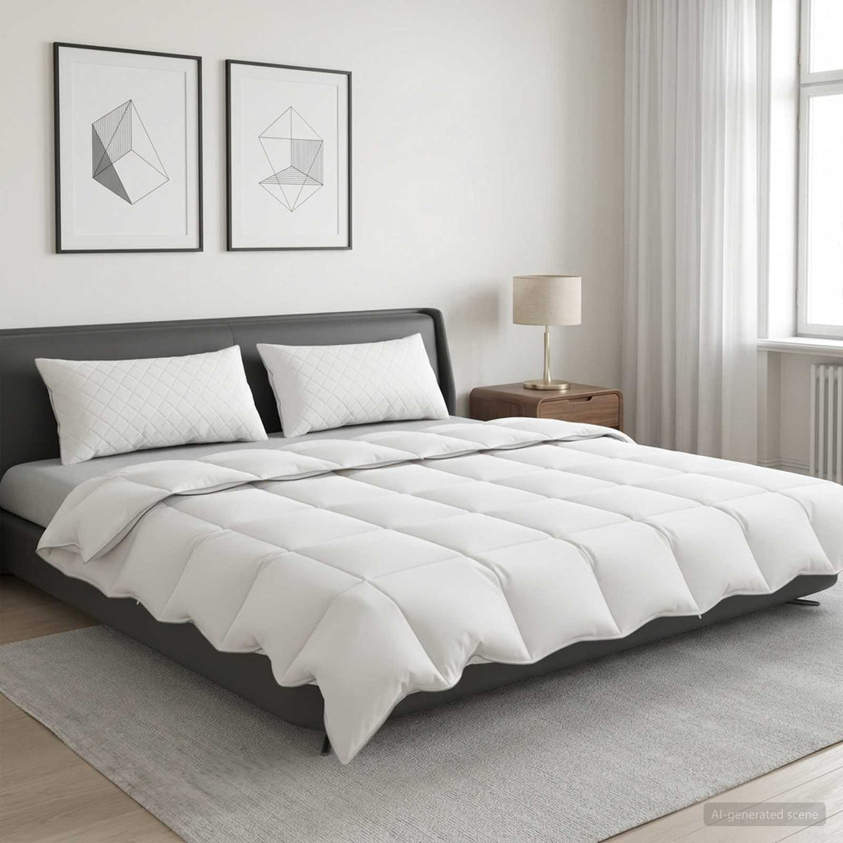 Antklodė FULDA 200 x 200 cm Vasara 100 GSM 90% žąsų pūkai Balta