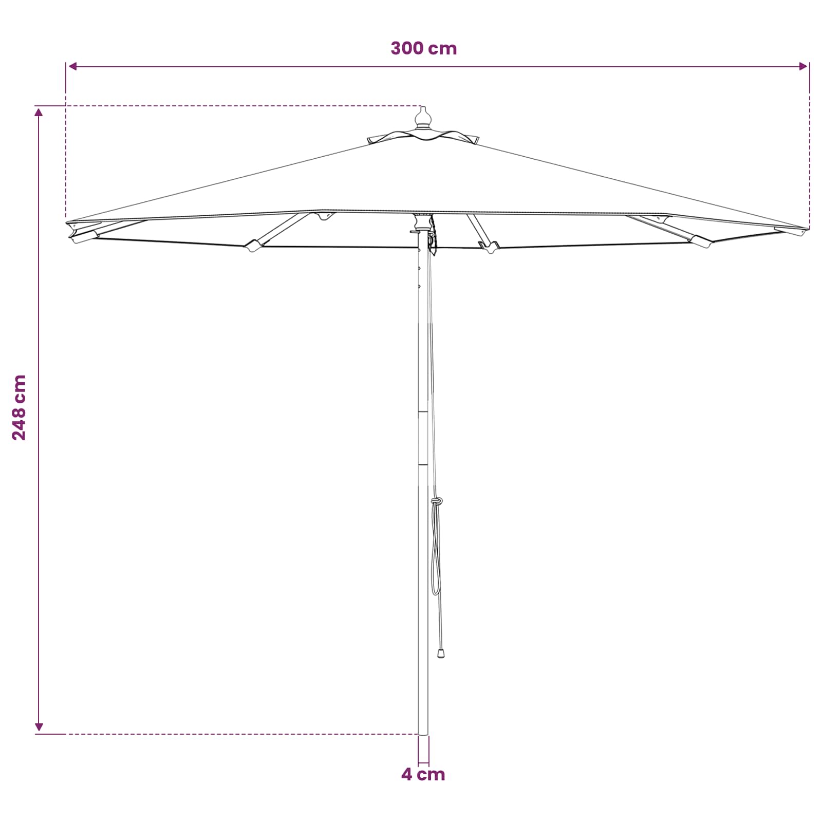 Sodo skėtis Ø 300 x 248 cm Kietas eukalipto medis Antracito