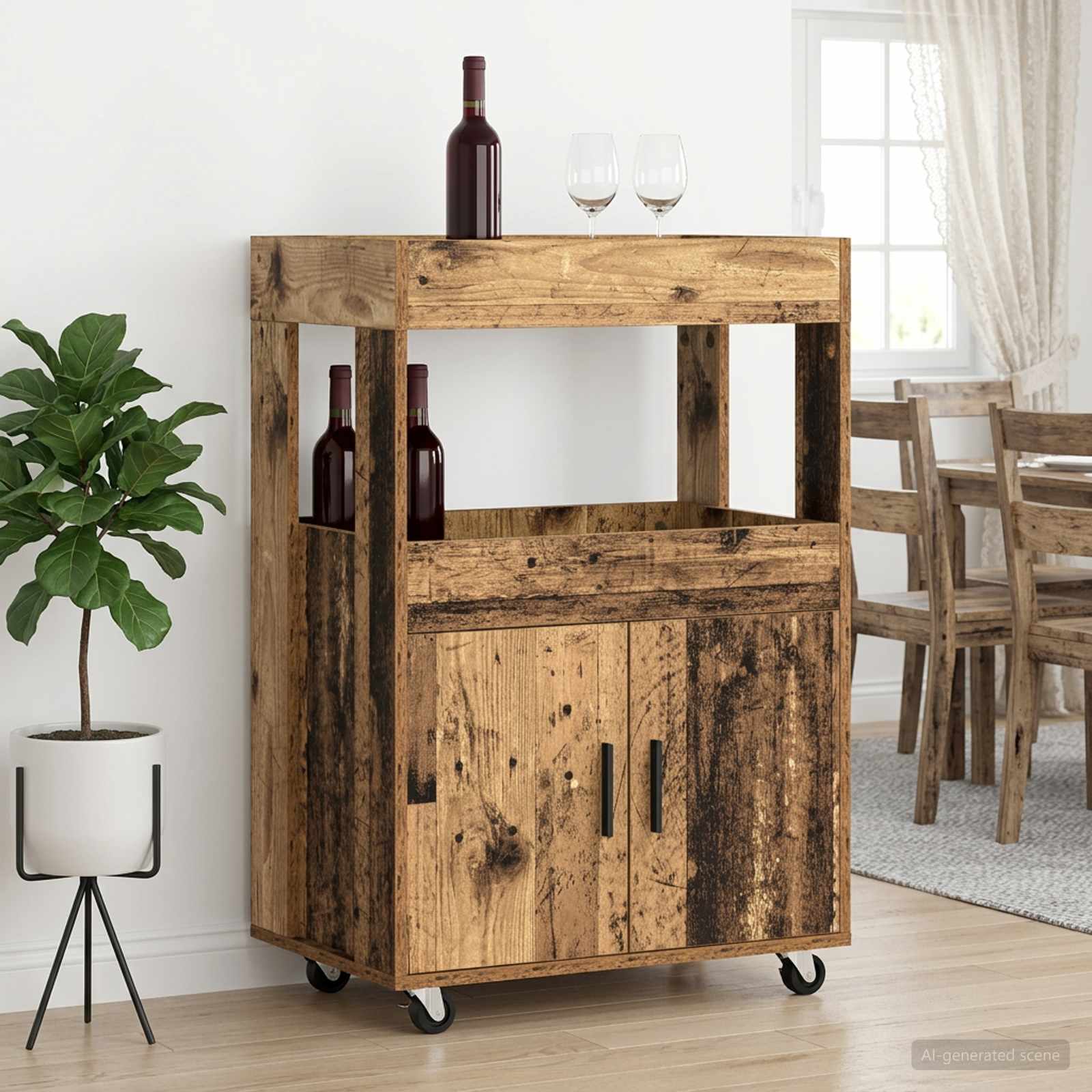 Baro vežimėlis Ąžuolo mediena 60 x 39,5 x 89 cm
