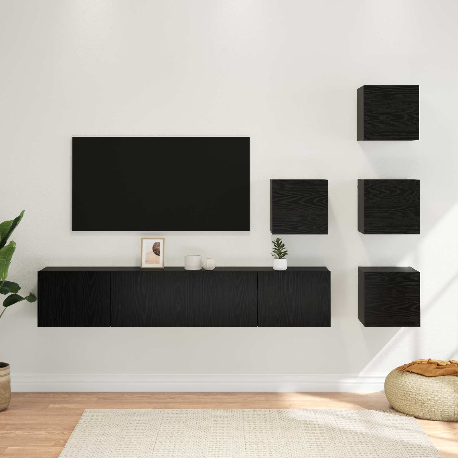 TV spintelių komplektas 6 pcs 80 x 30 x 30 cm Juodojo ąžuolo