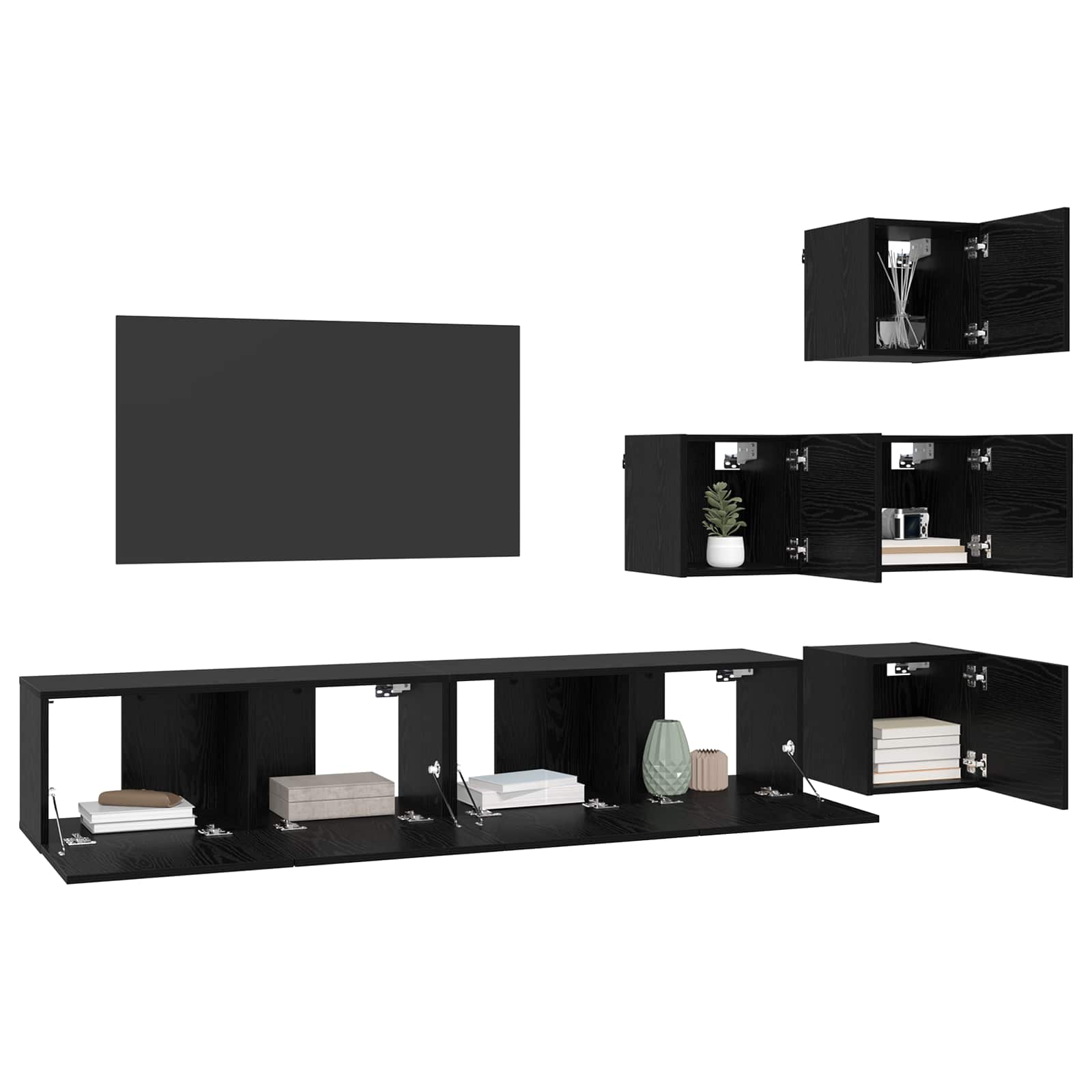 TV spintelių komplektas 6 pcs 80 x 30 x 30 cm Juodojo ąžuolo