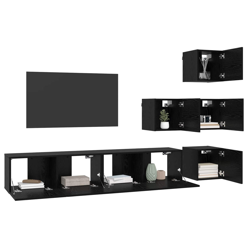 TV spintelių komplektas 6 pcs 80 x 30 x 30 cm Juodojo ąžuolo