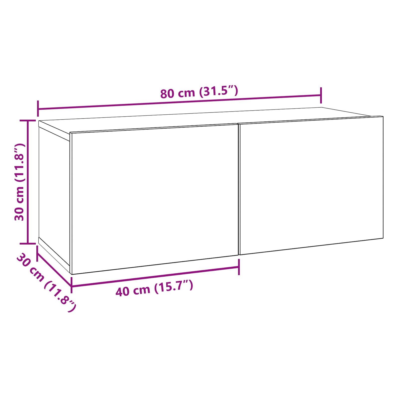TV spintelių komplektas 6 pcs 80 x 30 x 30 cm Juodojo ąžuolo