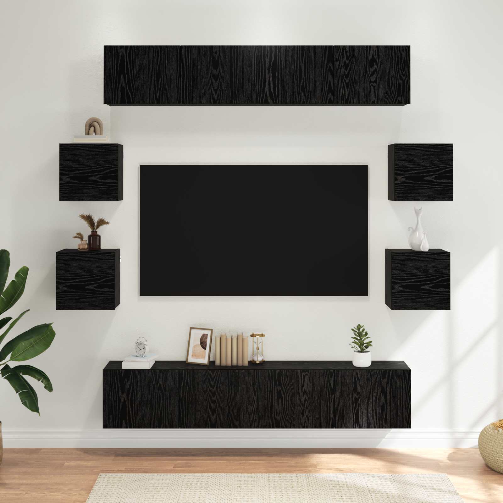 TV spintelių komplektas 8 pcs 80 x 30 x 30 cm Juodojo ąžuolo