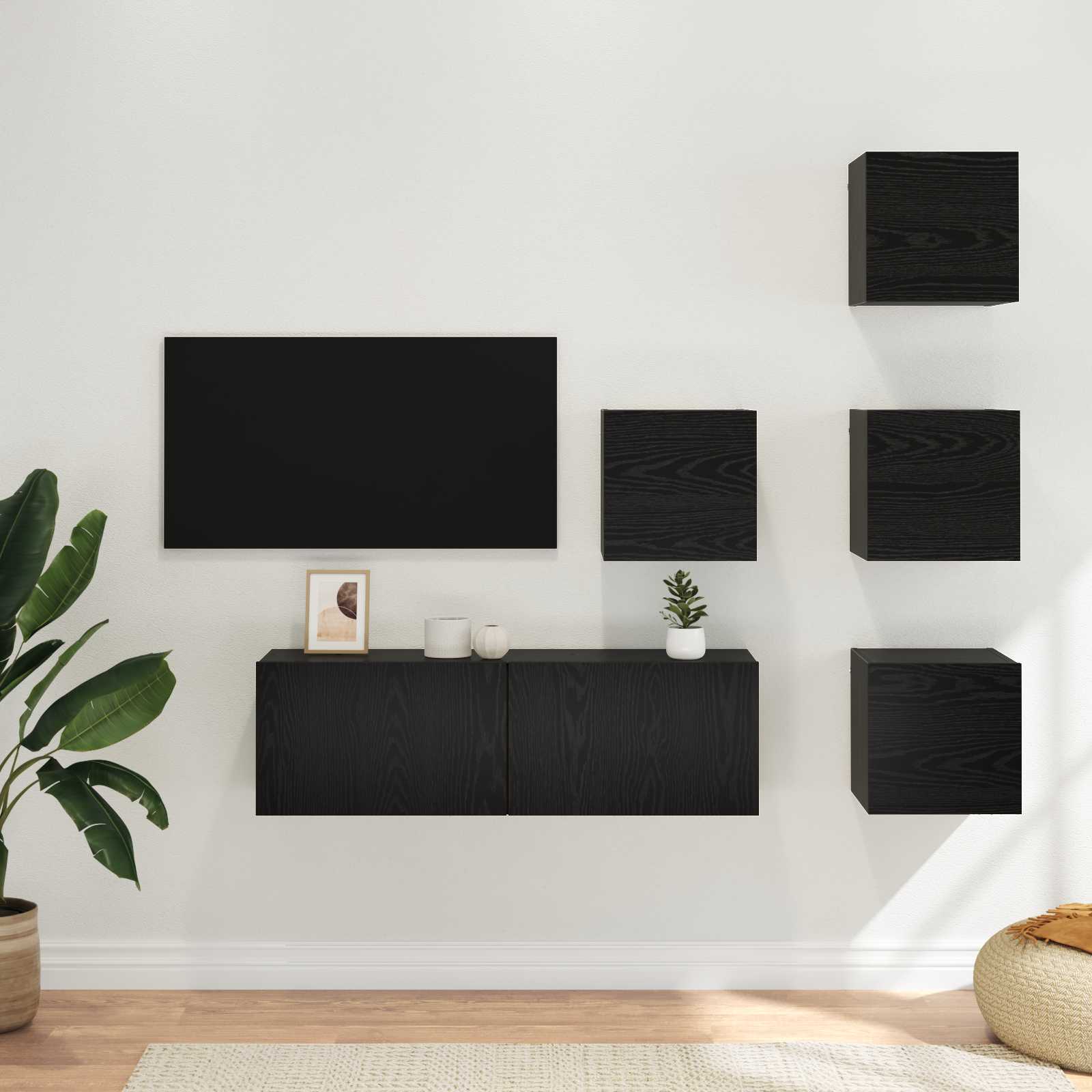 TV spintelių komplektas 5 pcs 100 x 30 x 30 cm Juodojo ąžuolo