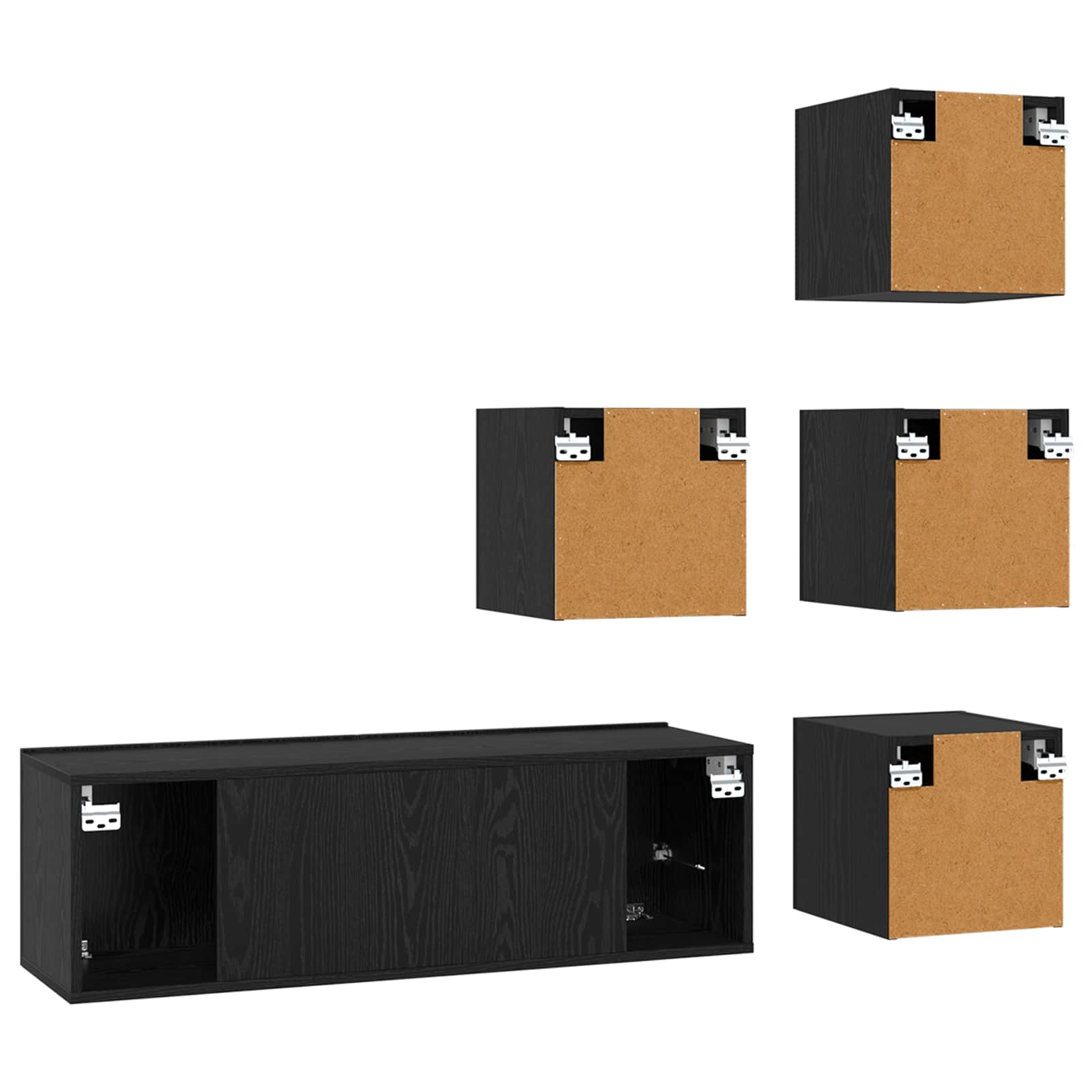 TV spintelių komplektas 5 pcs 100 x 30 x 30 cm Juodojo ąžuolo