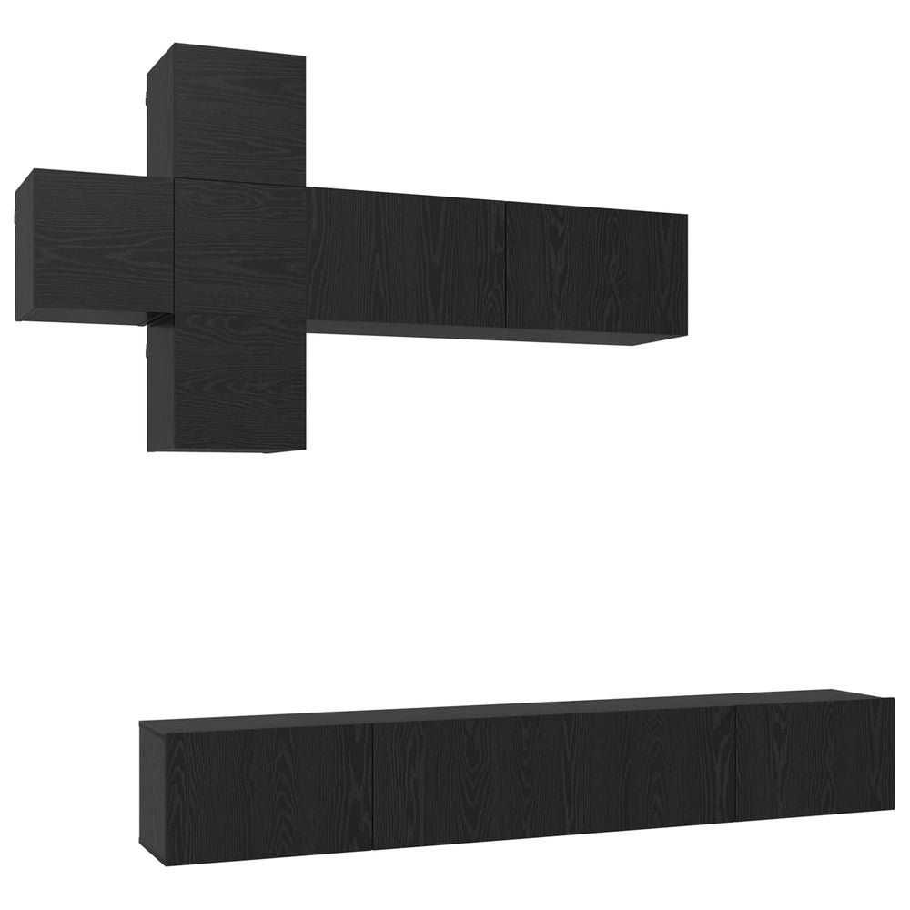 TV spintelių komplektas 7 pcs Juodojo ąžuolo Apdirbta mediena