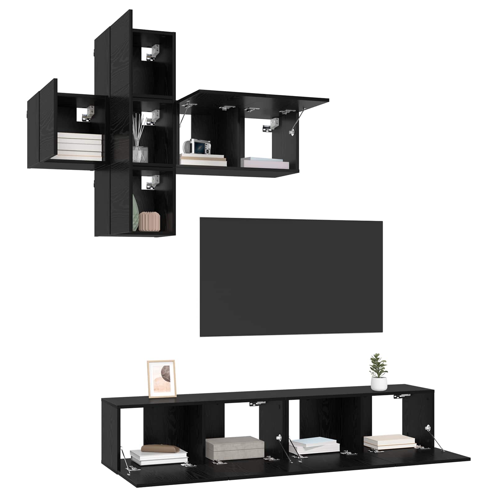 TV spintelių komplektas 3 pcs Apdirbta mediena