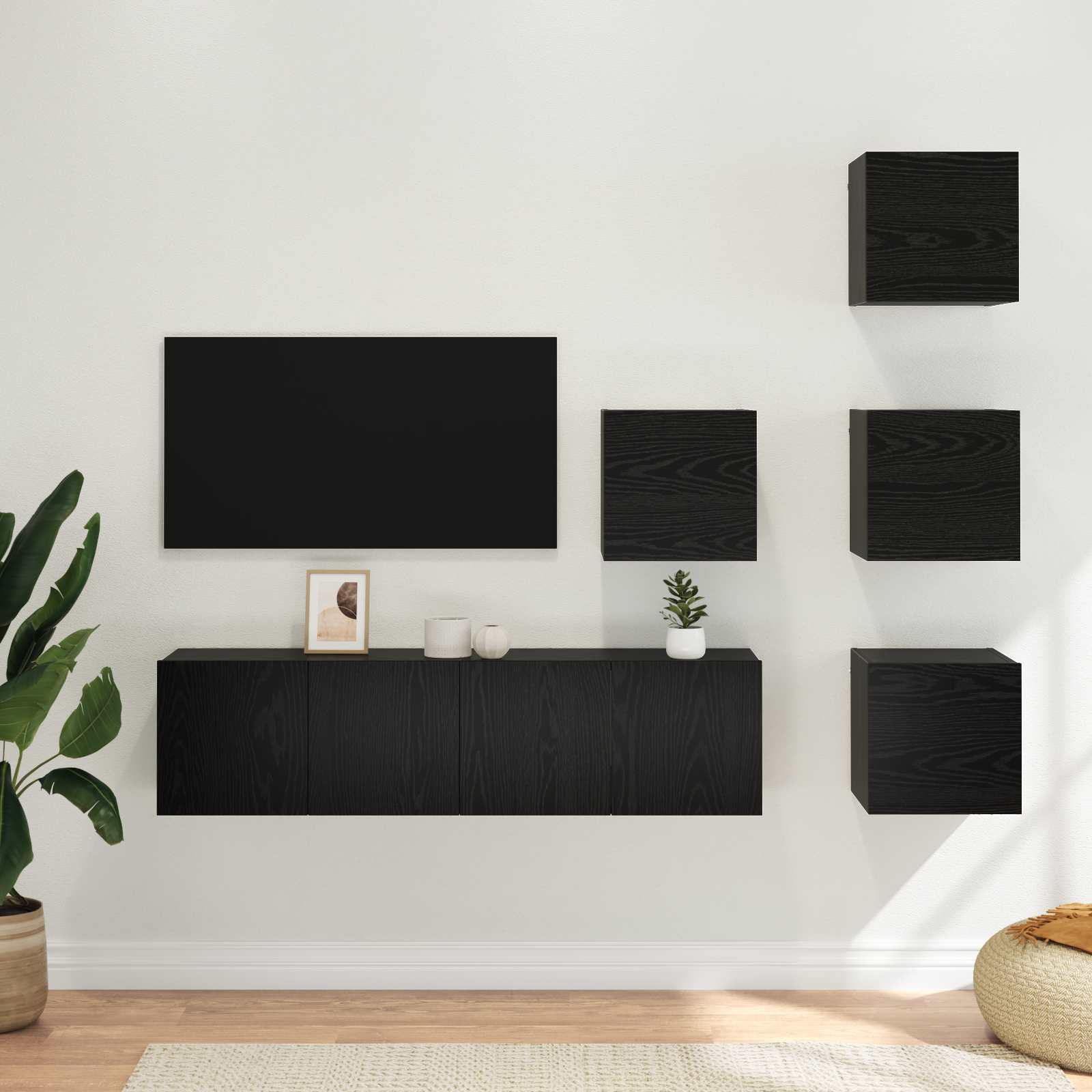 TV spintelių komplektas 6 pcs 60 x 30 x 30 cm Juodojo ąžuolo
