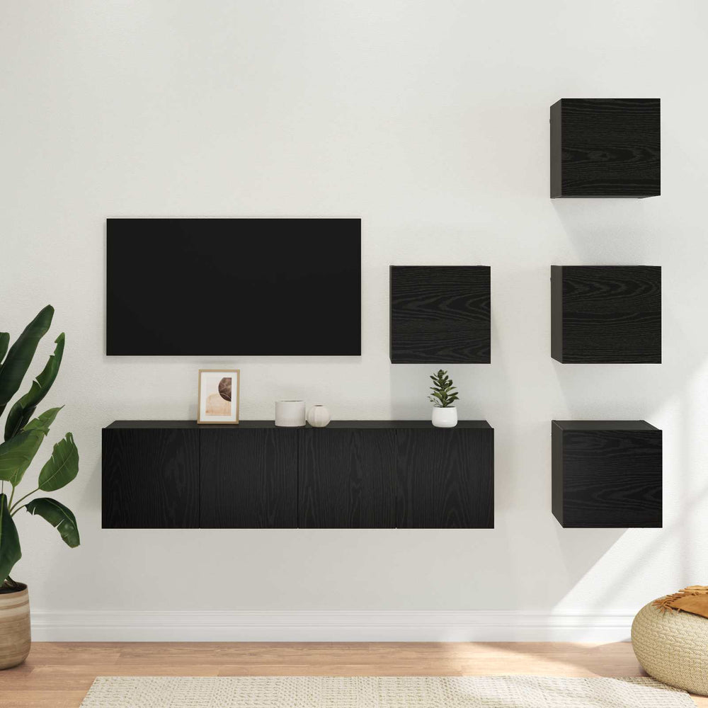 TV spintelių komplektas 6 pcs 60 x 30 x 30 cm Juodojo ąžuolo