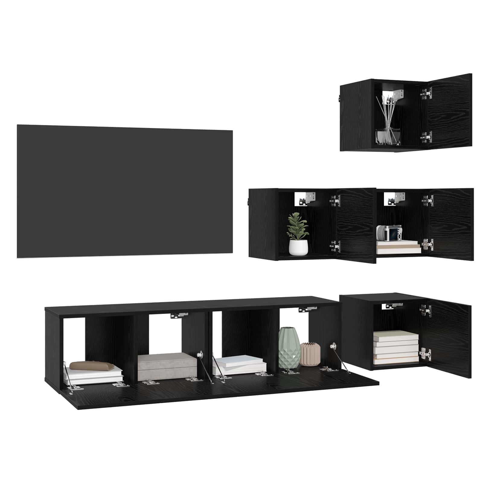 TV spintelių komplektas 6 pcs 60 x 30 x 30 cm Juodojo ąžuolo