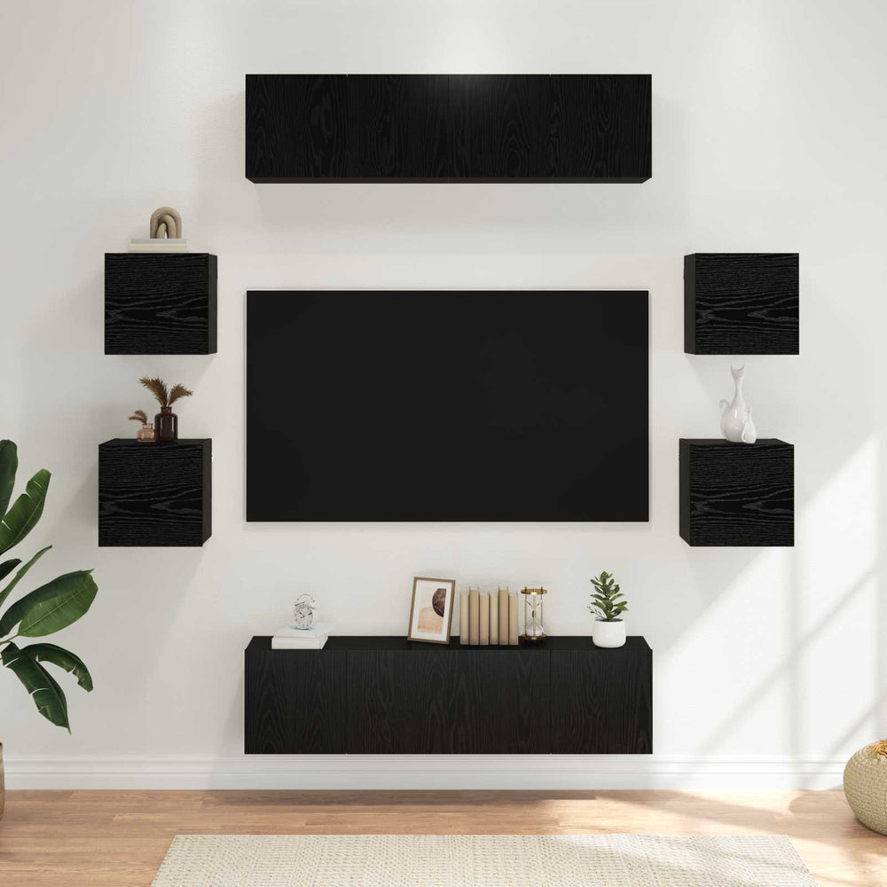 TV spintelių komplektas 8 pcs 120 x 30 x 30 cm Juodojo ąžuolo