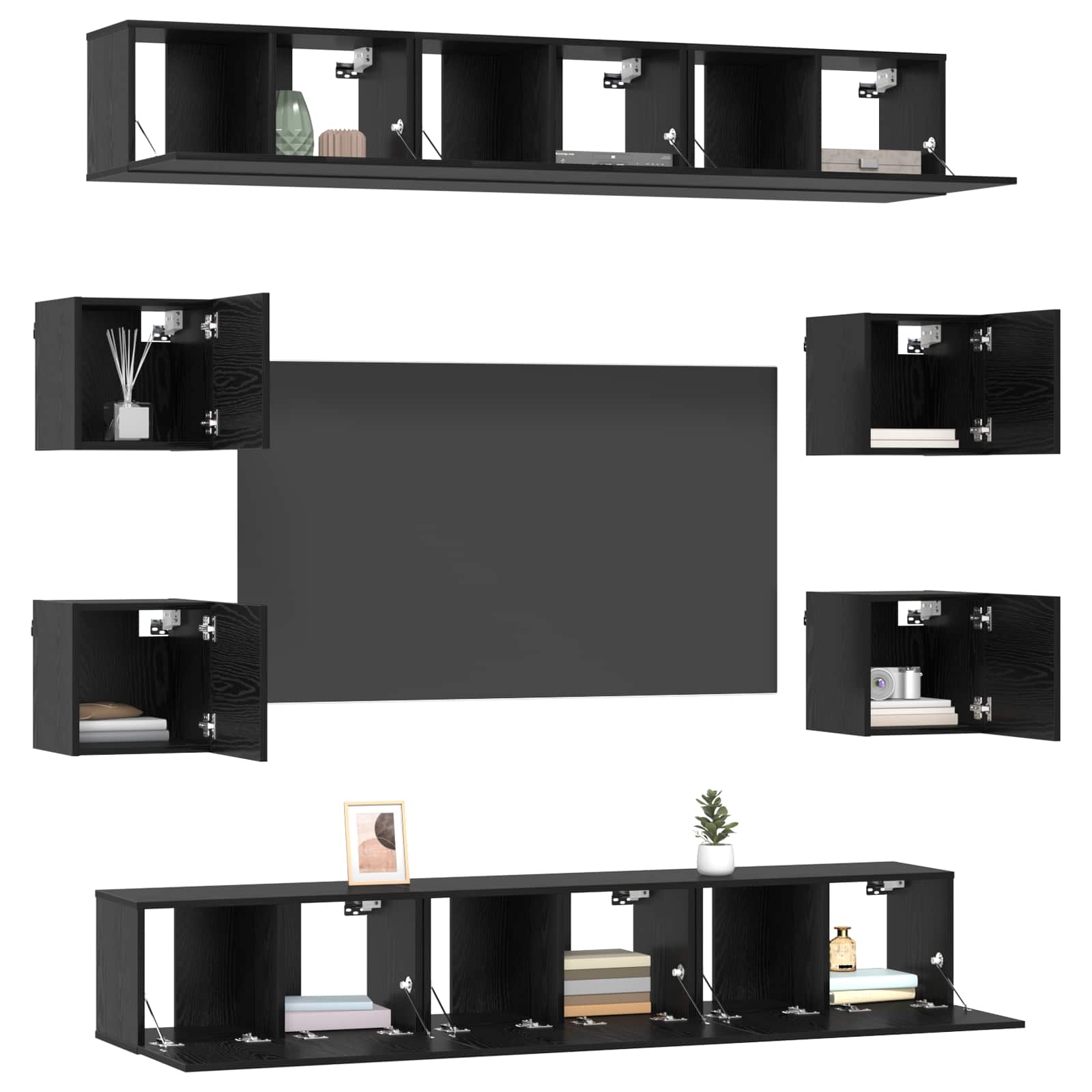 TV spintelių komplektas 10 pcs 180 x 30 x 30 cm Juodojo ąžuolo