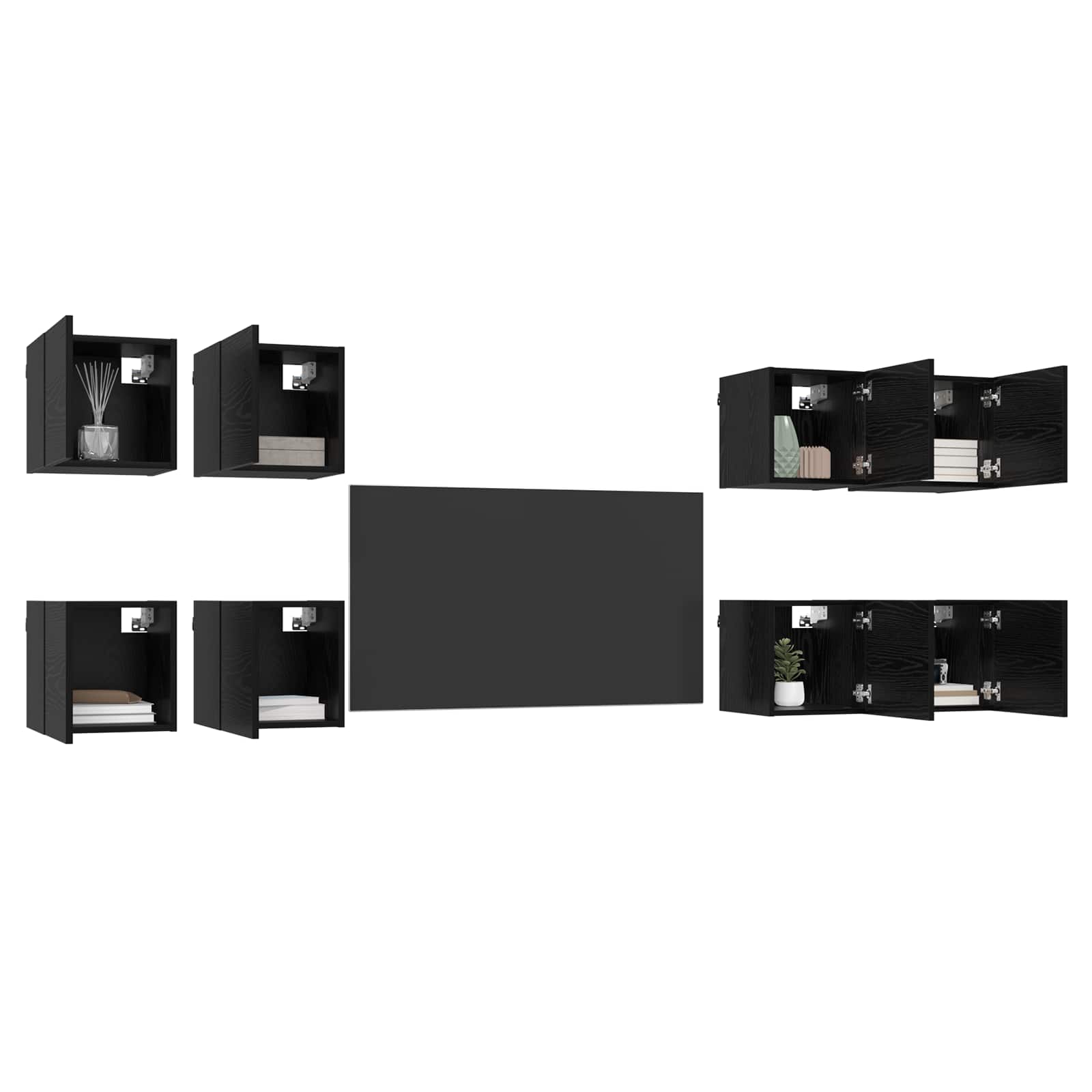 Sieninis televizoriaus kabinetas 8 pcs Juodojo ąžuolo