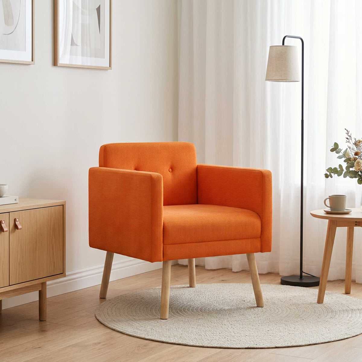 Akcentinis krėslas Oranžinė Velvetinis audinys