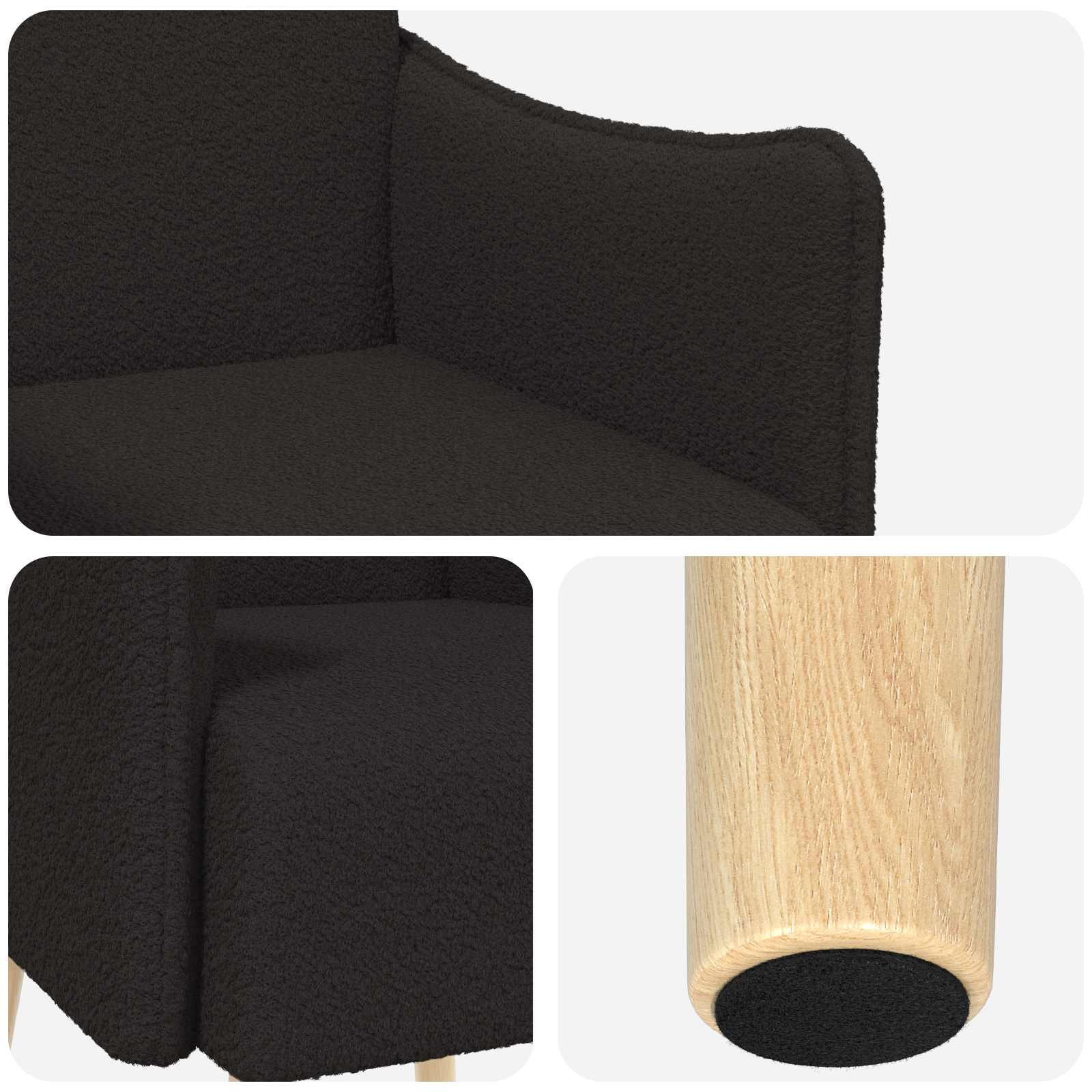 Akcentinis fotelis Juoda Bouclé