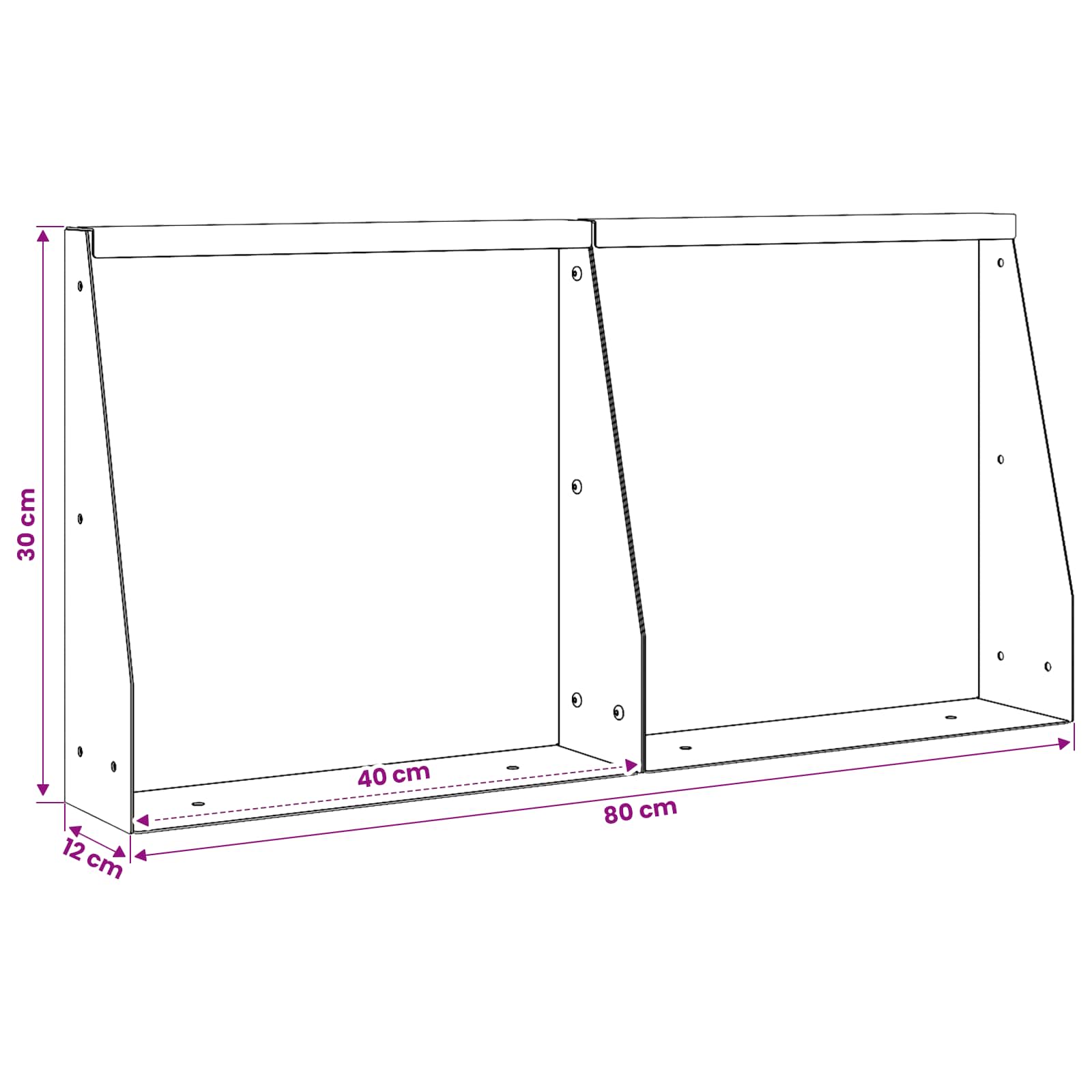 Sienelė 2 vnt. 40 x 12 x 30 cm Plienas Balta