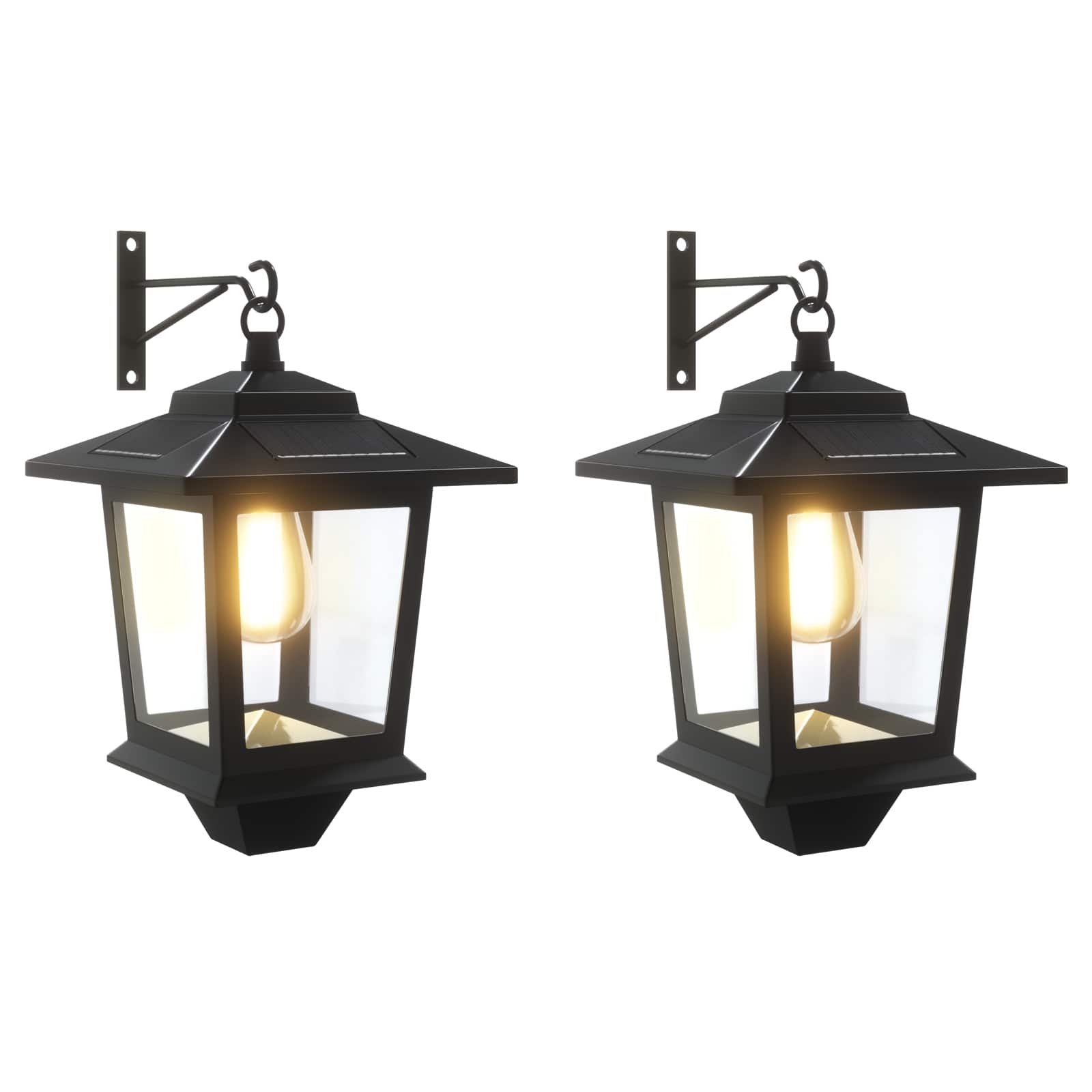 Sieninė Lempa with LED Bulb 2 vnt. Juoda 19 x 14 x 25 cm