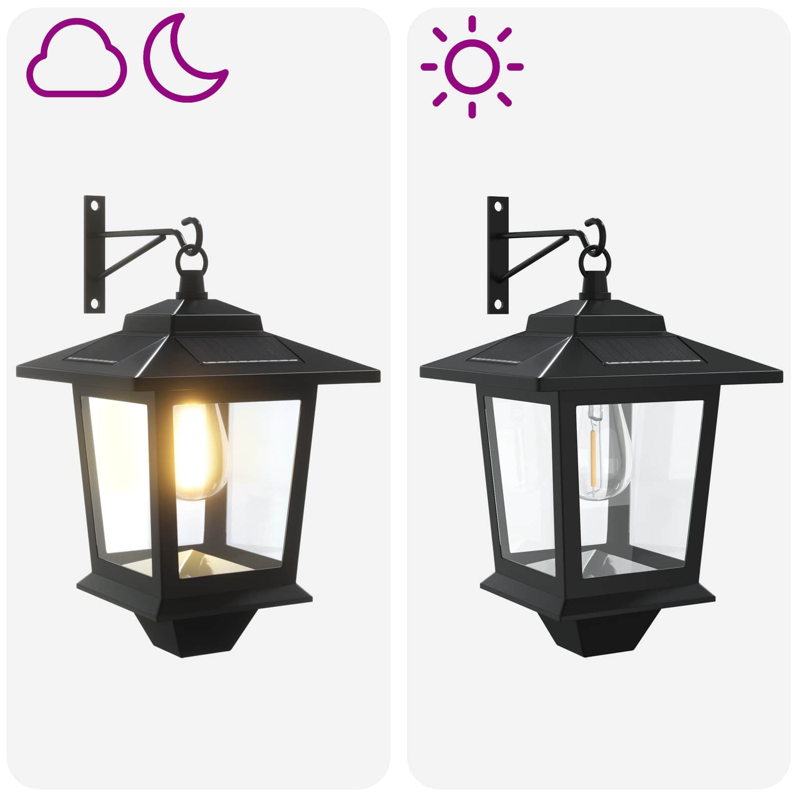 Sieninė Lempa with LED Bulb 2 vnt. Juoda 19 x 14 x 25 cm
