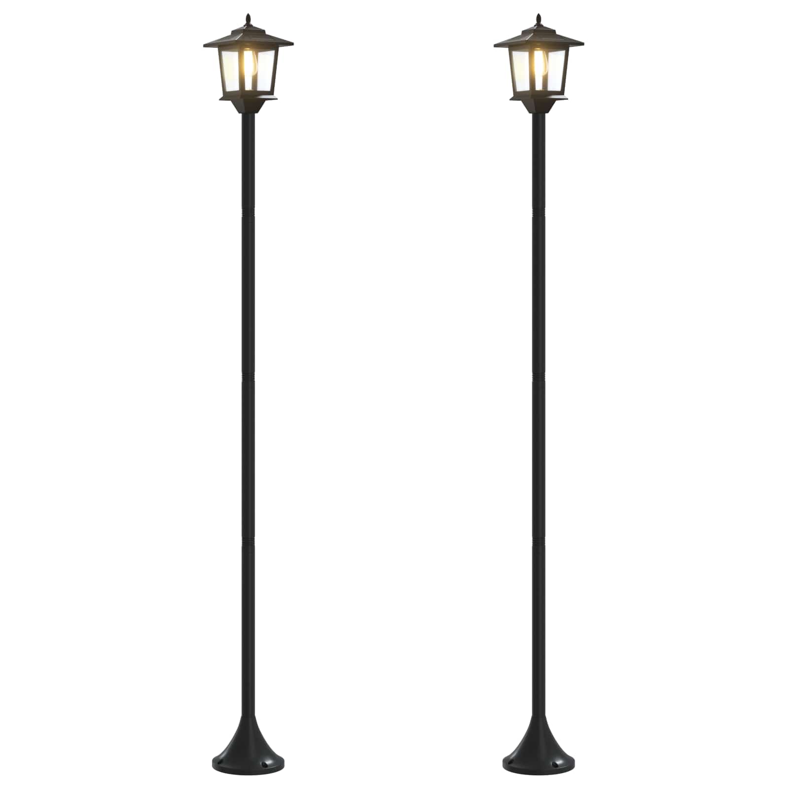 Lamp Post Set with LED Bulb 2 vnt. Juoda 16 x 16 x 156 cm
