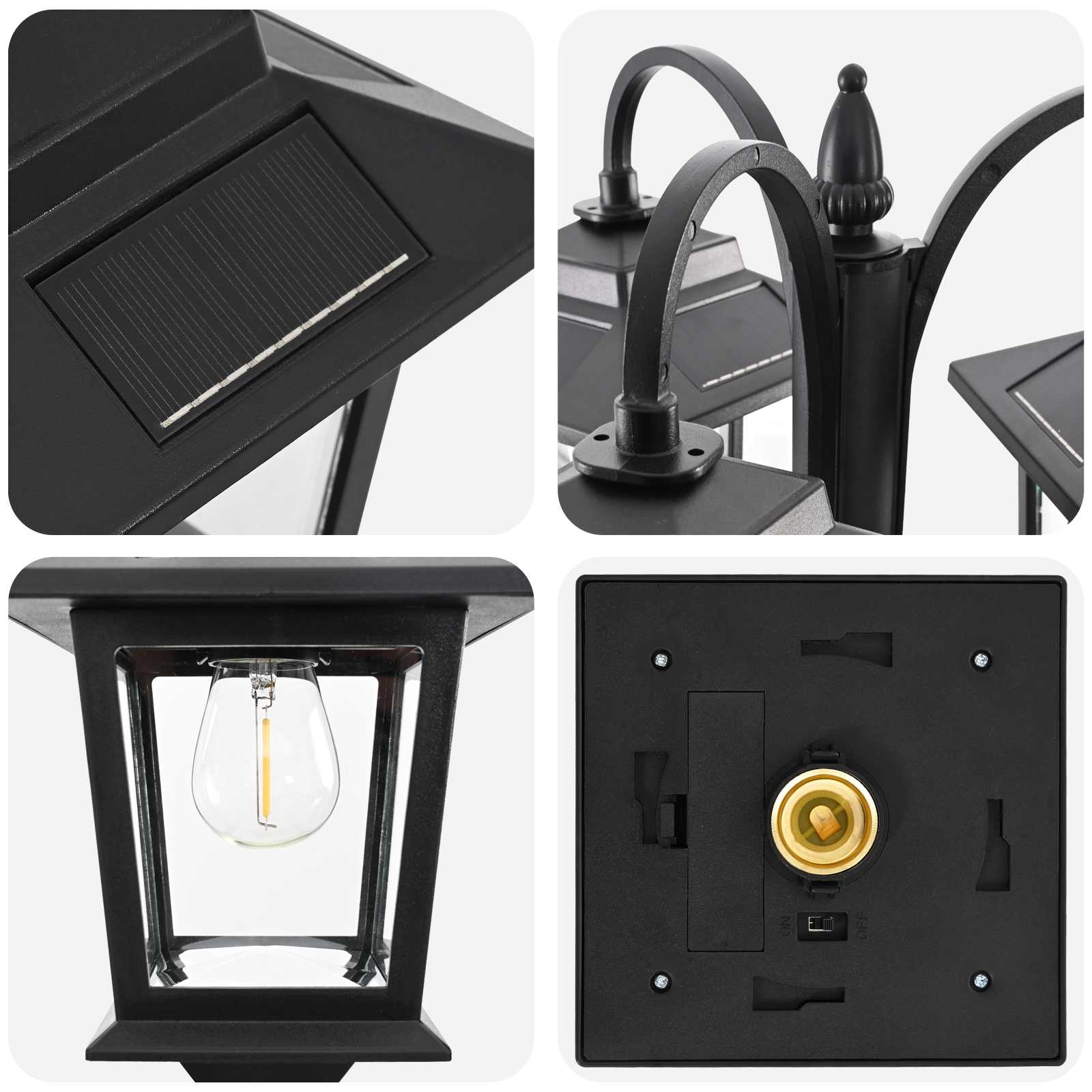 3-Head Lamp Post Juoda 16 x 16 x 187 cm Aliuminis ir ABS