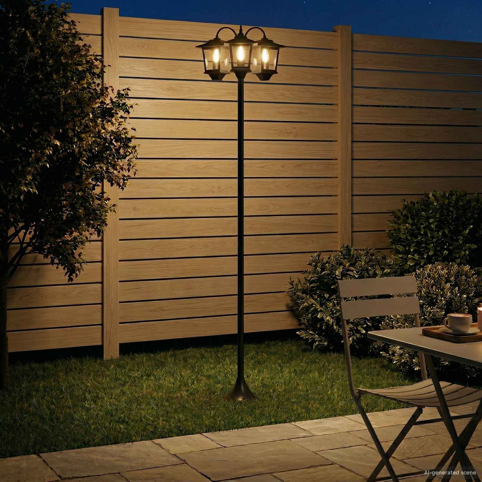 3-Head Lamp Post Juoda 16 x 16 x 187 cm Aliuminis ir ABS