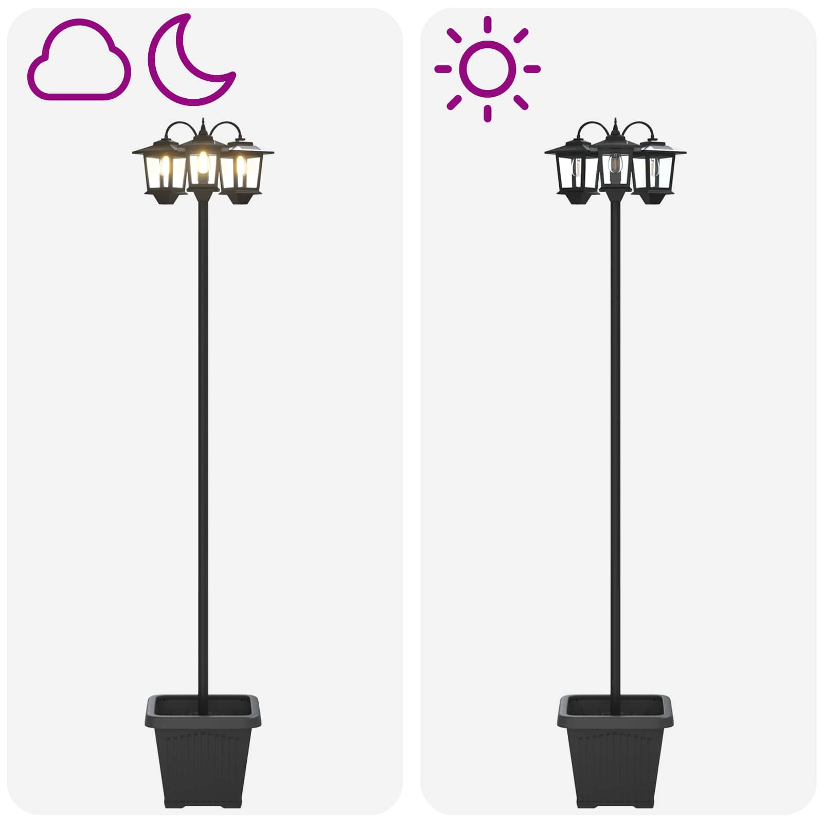 3-Head Lamp Post with Planter Juoda 32 x 32 x 188 cm