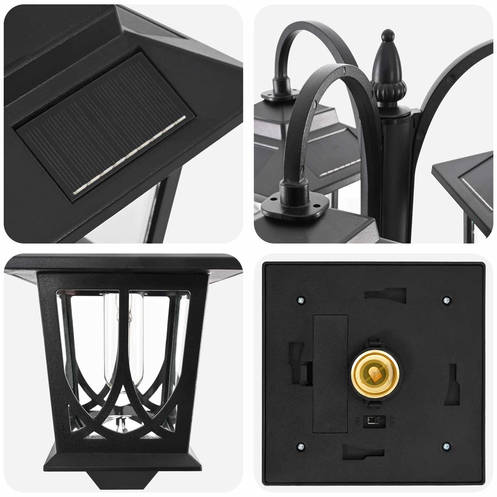 3-Head Lamp Post Juoda 16 x 16 x 187 cm Aliuminis ir ABS