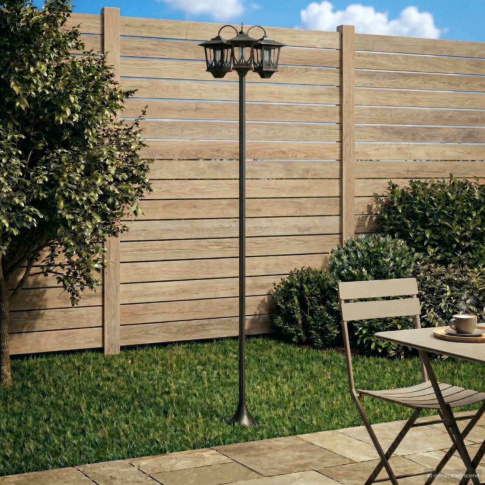 3-Head Lamp Post Juoda 16 x 16 x 187 cm Aliuminis ir ABS