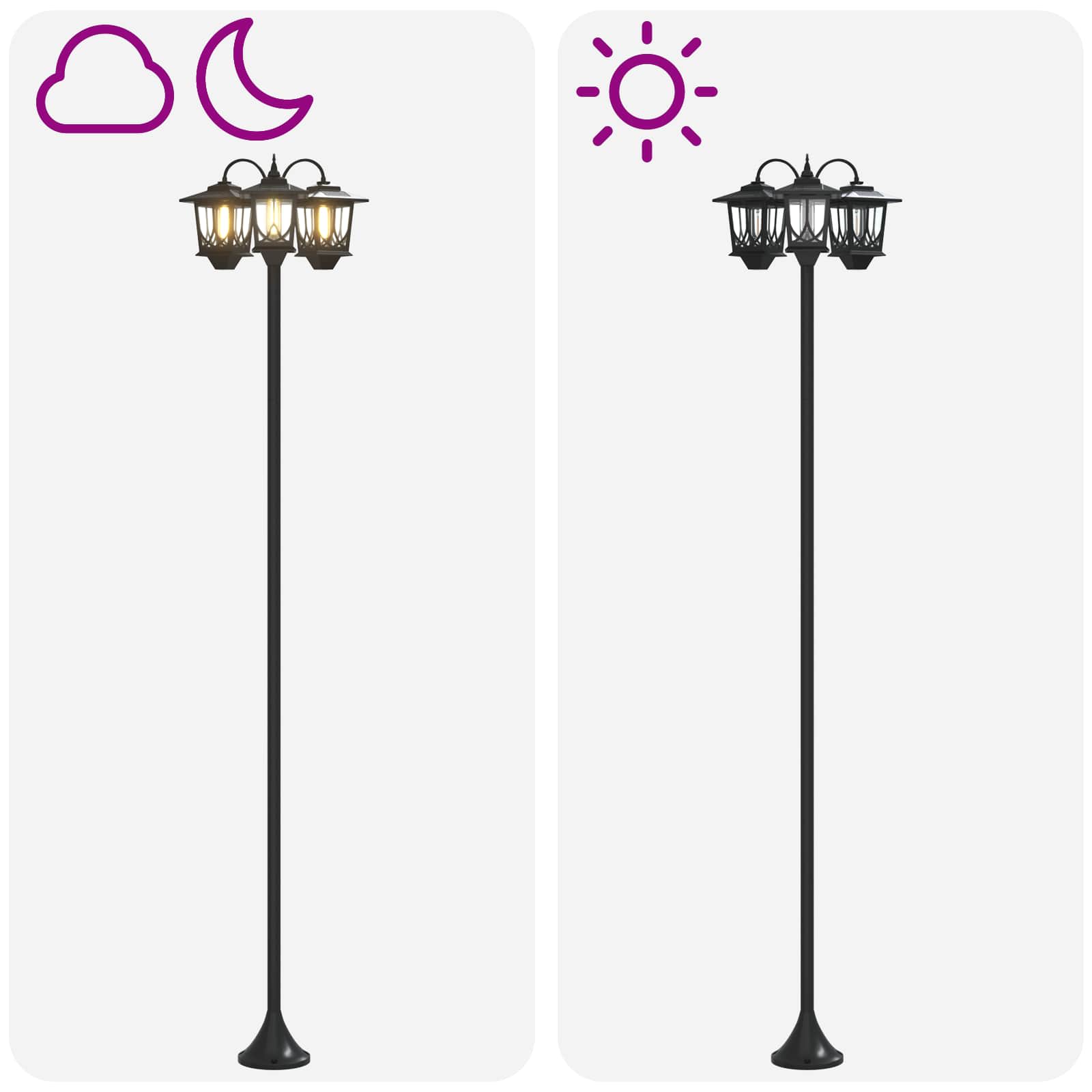 3-Head Lamp Post Juoda 16 x 16 x 187 cm Aliuminis ir ABS