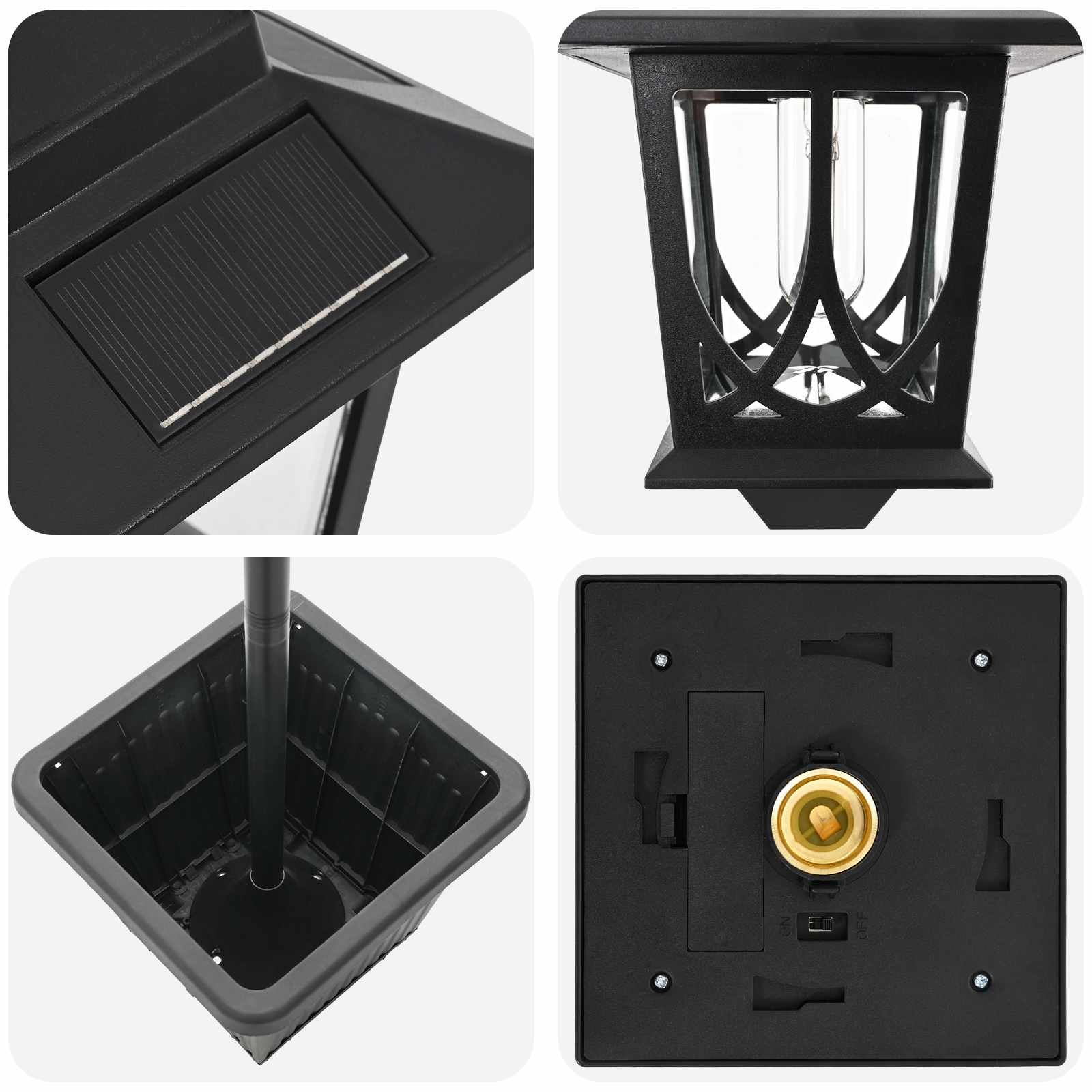 3-Head Lamp Post Juoda 32 x 32 x 188 cm Aliuminis ir ABS