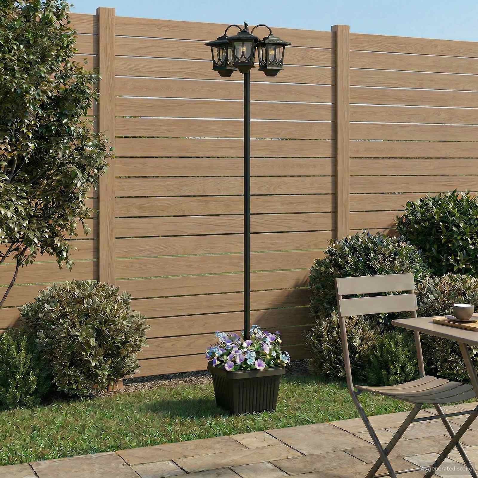 3-Head Lamp Post Juoda 32 x 32 x 188 cm Aliuminis ir ABS
