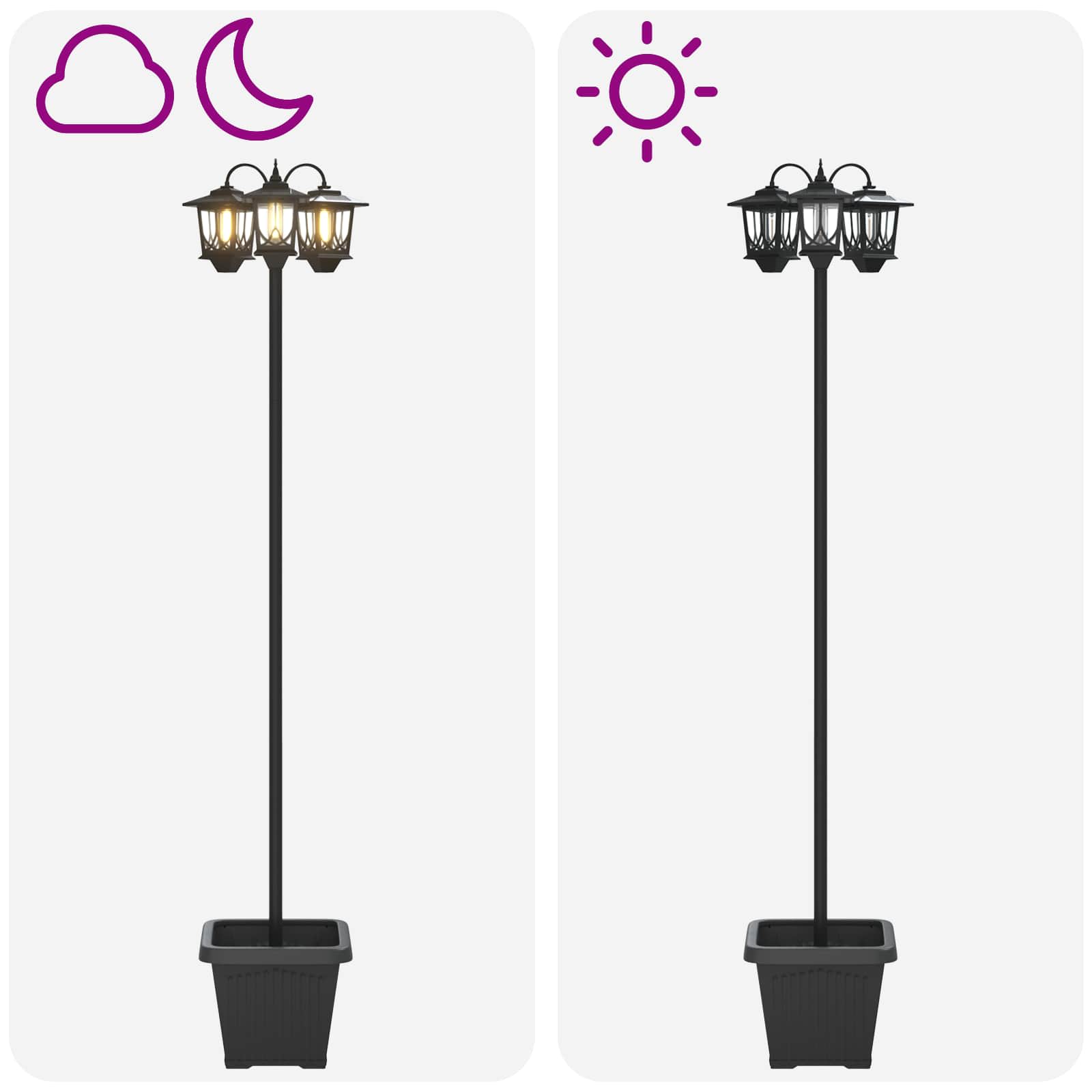 3-Head Lamp Post Juoda 32 x 32 x 188 cm Aliuminis ir ABS
