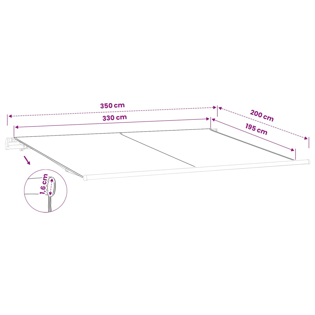 Markizės pakaitinis audinys Geltona ir balta 350 x 200 cm