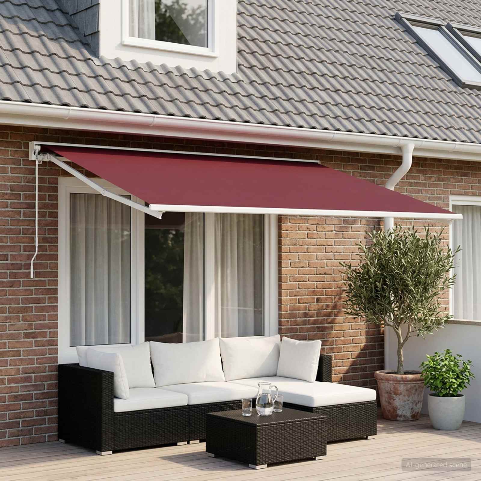 Markizės pakaitinis audinys Bordo raudona 300 x 200 cm