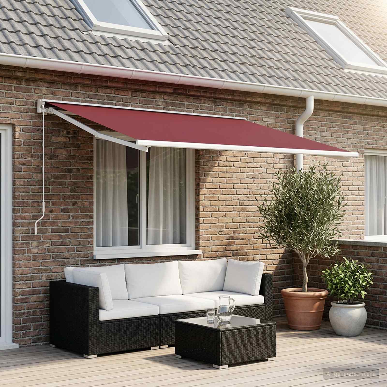 Markizės pakaitinis audinys Bordo raudona 450 × 350 cm