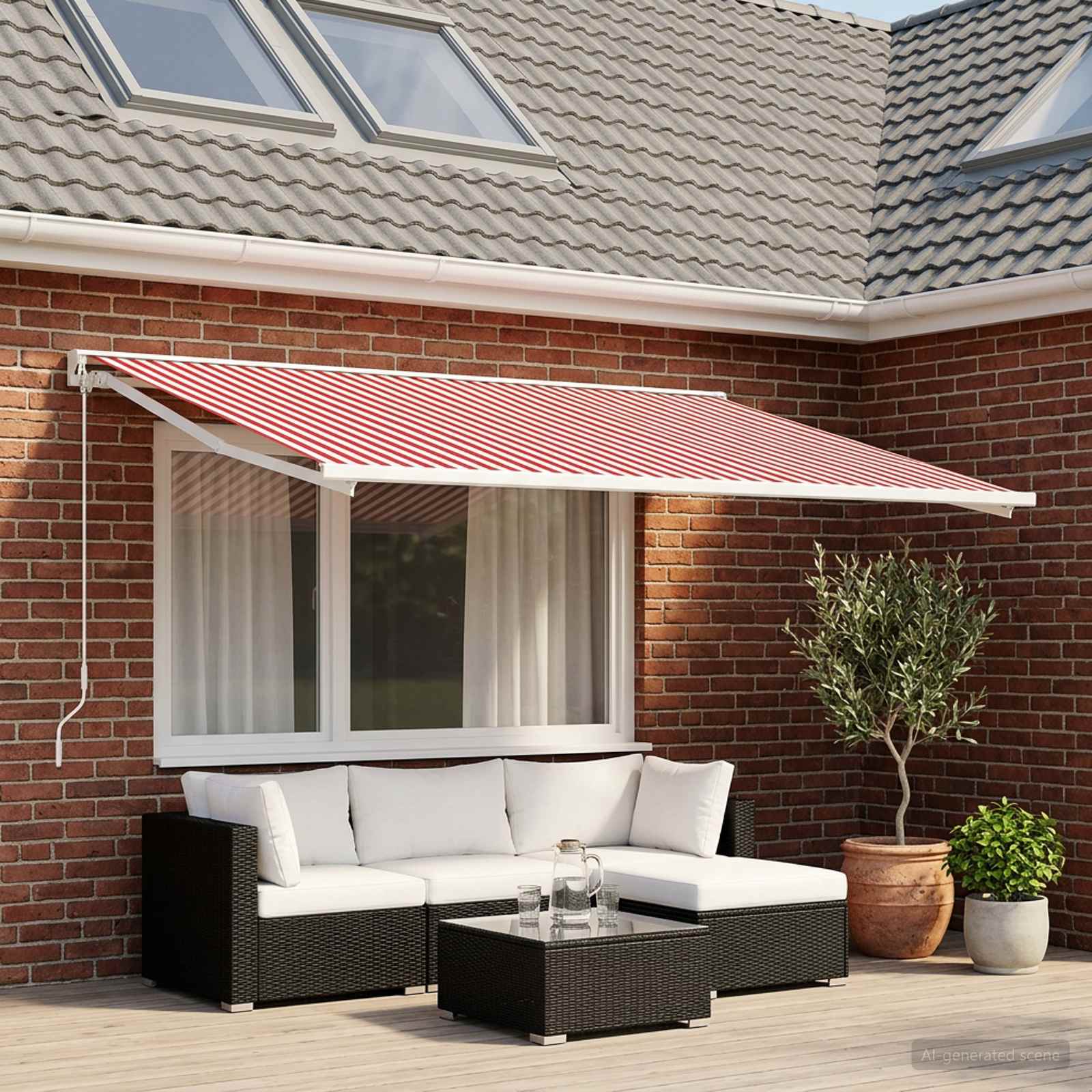 Markizės pakaitinis audinys Raudona ir balta 250 x 200 cm